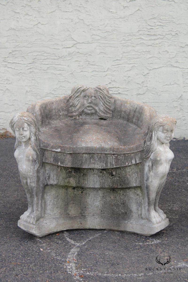 Antique Figural Pair Concrete Stone Grotto Garden Chairs
