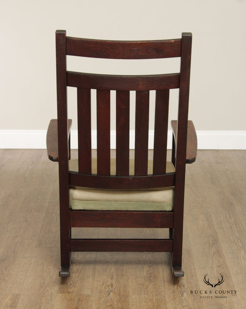 Gustav Stickley Antique Oak Arts & Crafts Rocking Chair model #393