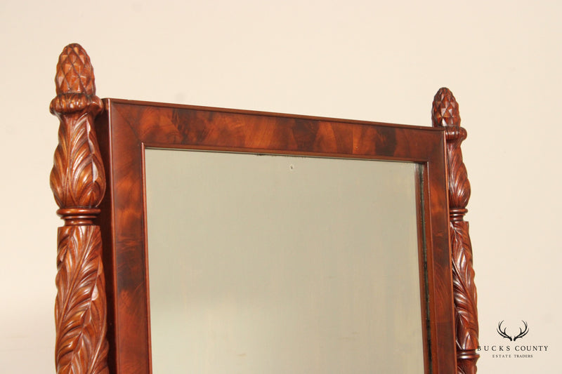 Antique American Classical Carved Mahogany Cheval Mirror