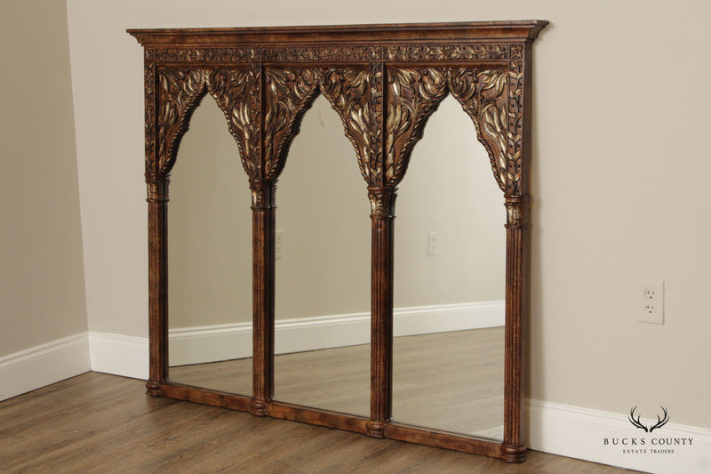 Indian Style Antiqued Triple Jharokha Arched Mirror