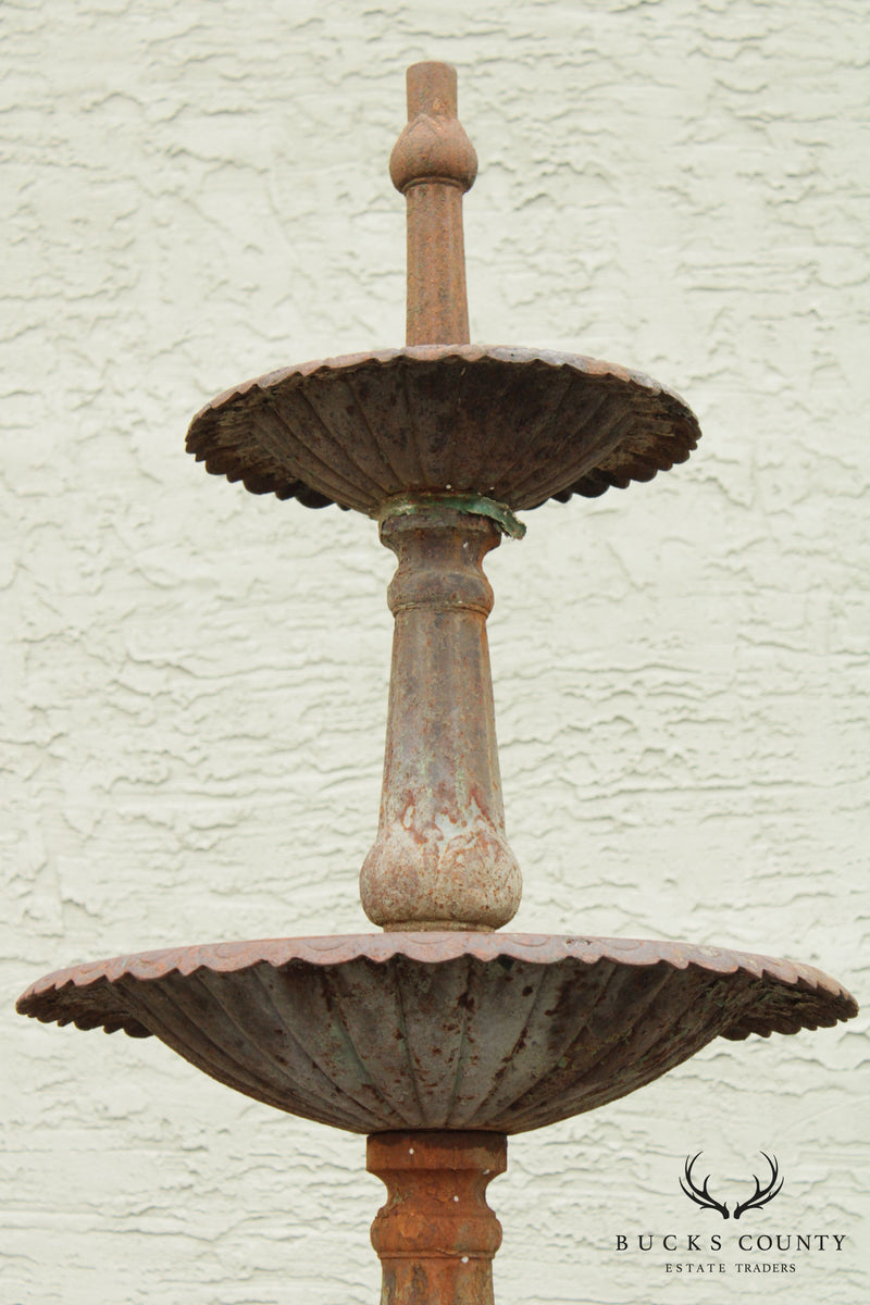 Victorian Style Cast Iron Tiered Garden Fountain with Swans