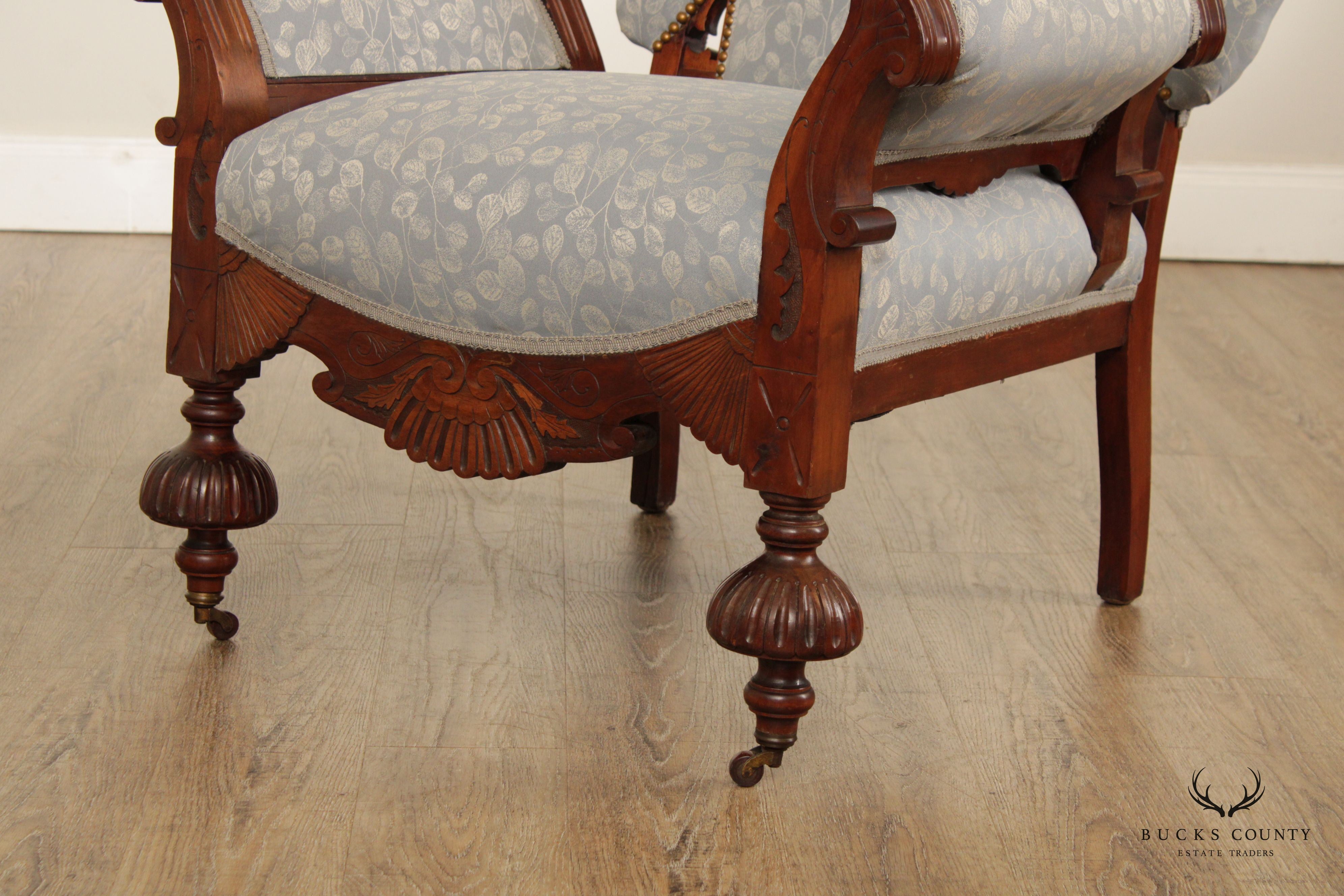 Antique Victorian Eastlake Carved Mahogany Peacock Chair