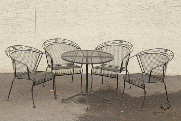 Mid Century Modern Five-Piece Wrought Iron Outdoor Dining or Bistro Set