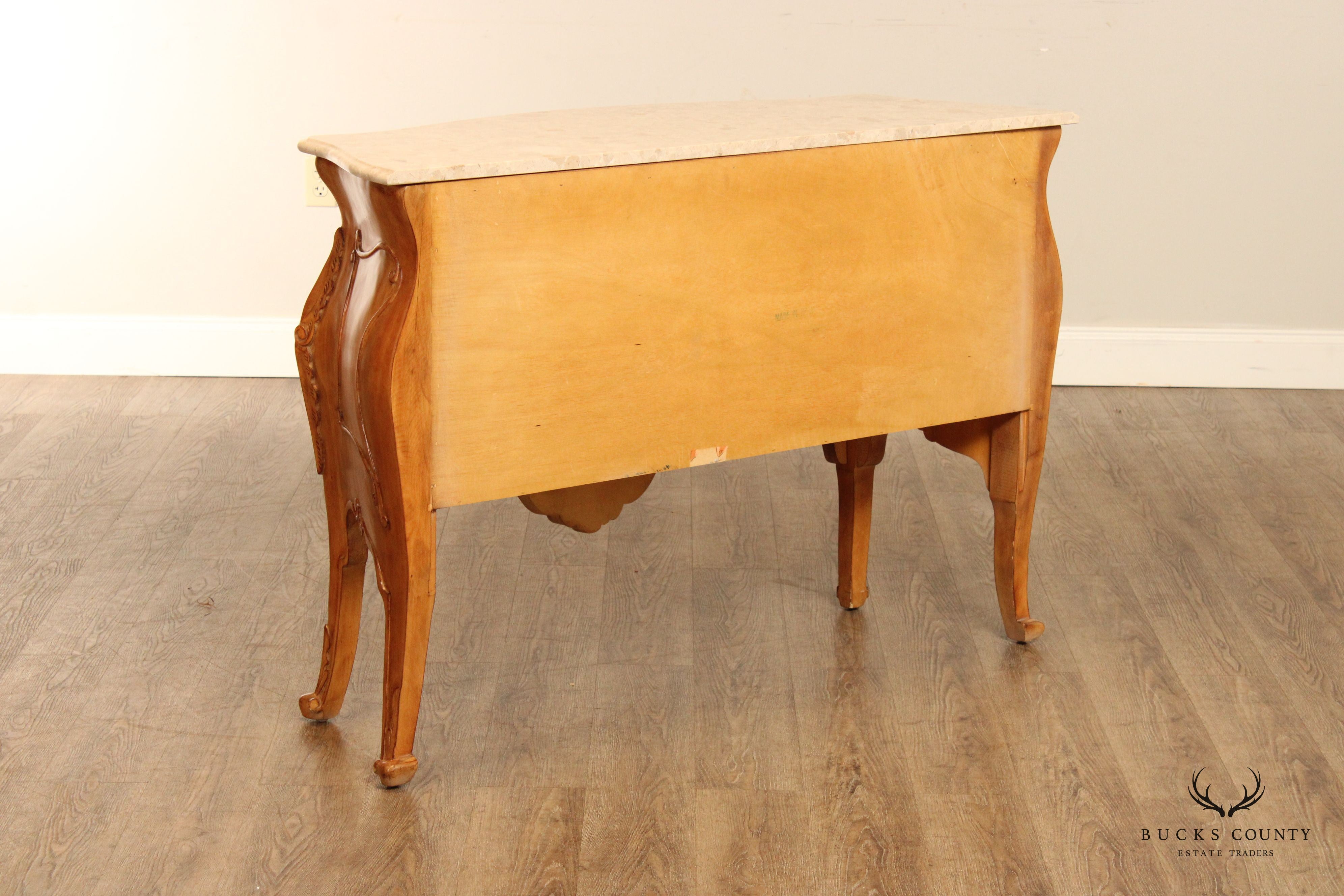 Italian Louis XV Style Marble Top Bombe Commode Chest