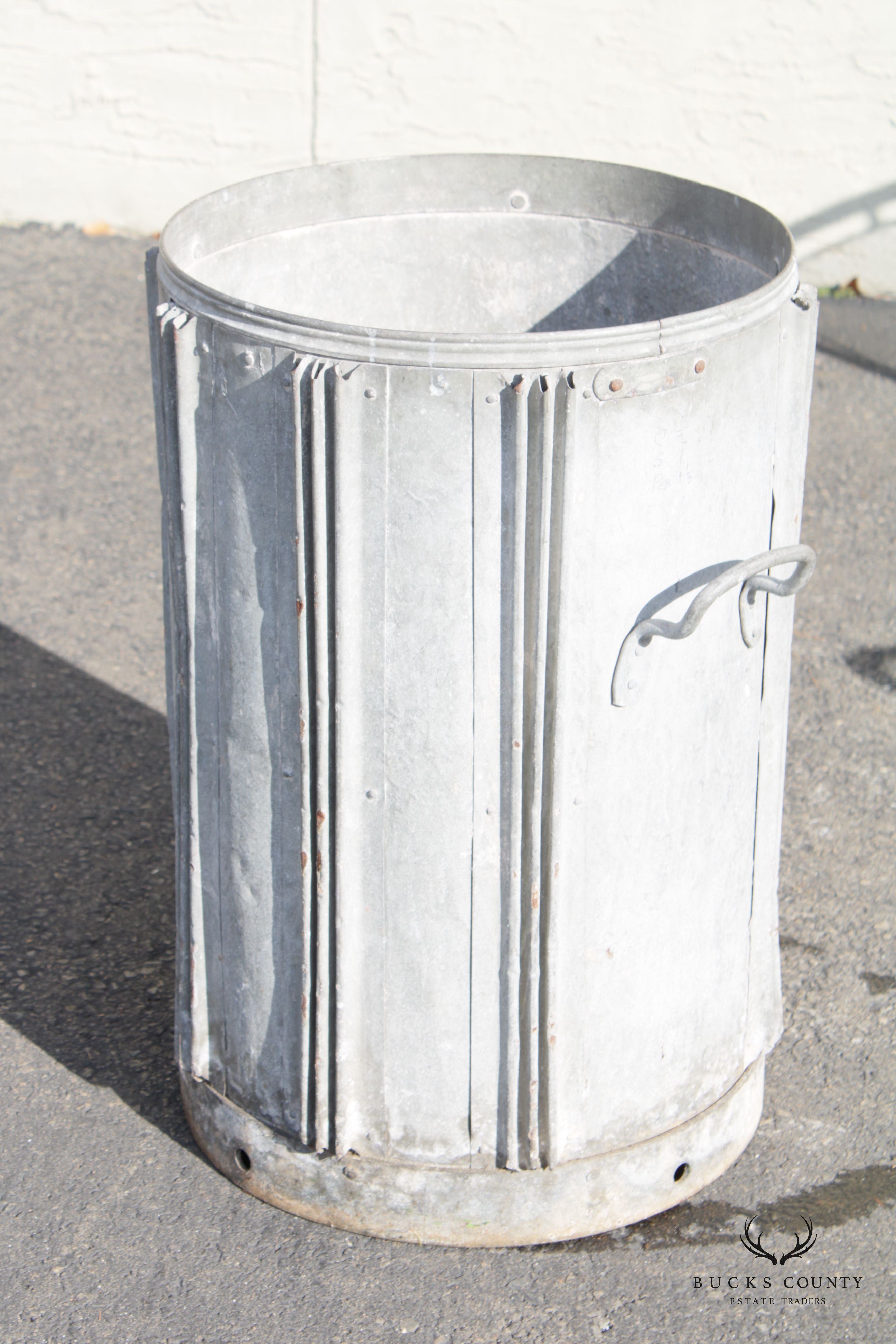 Vintage Steel Trash Can or Hot Coal Bin