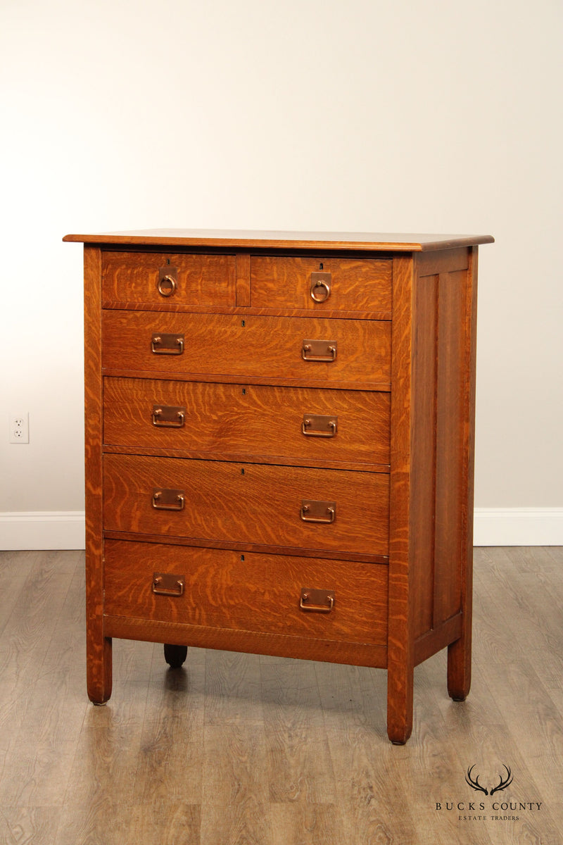 Stickley Brothers Antique Mission Oak Tall Chest of Drawers