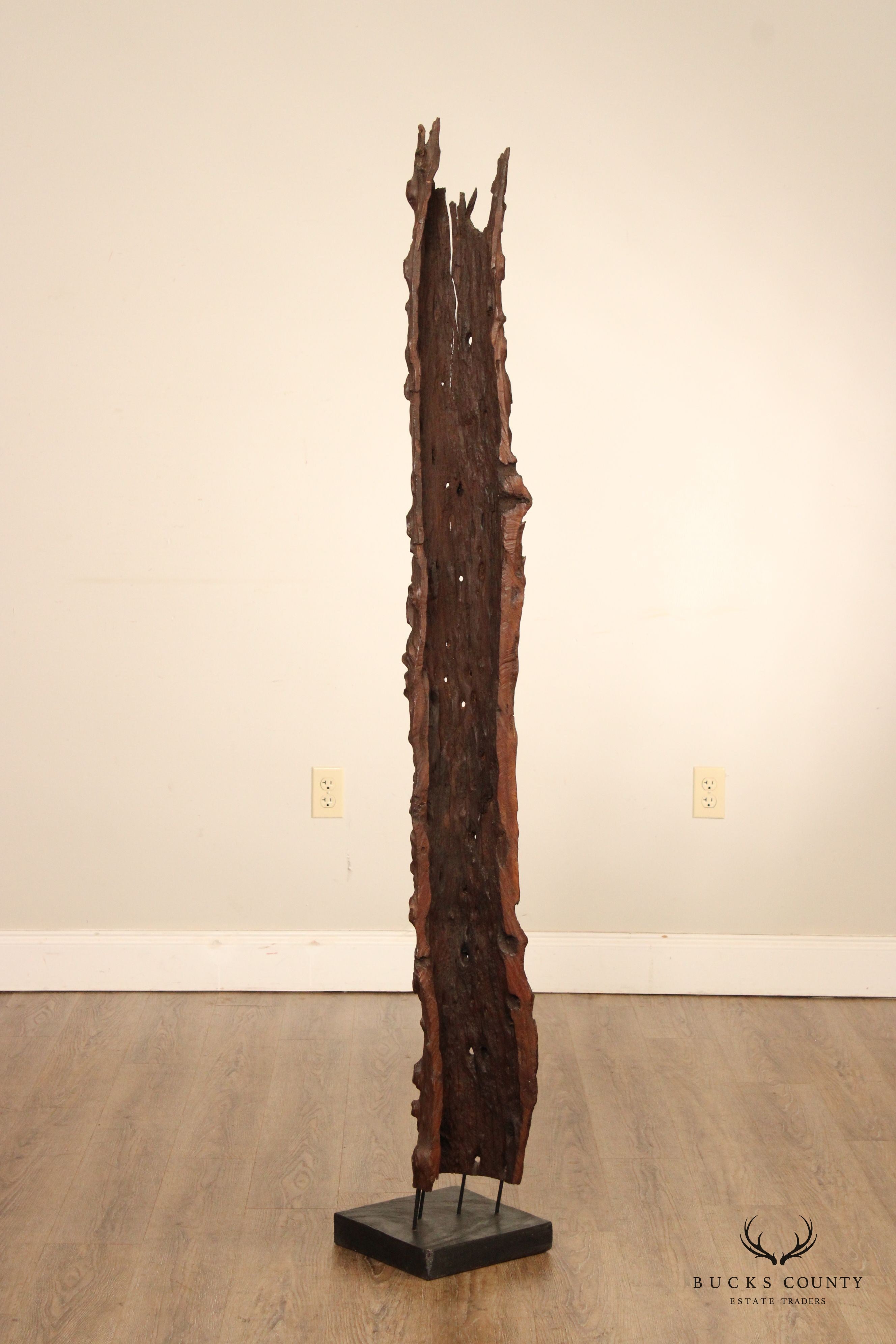 Vintage Abstract Reclaimed Natural Wood Tall Sculpture