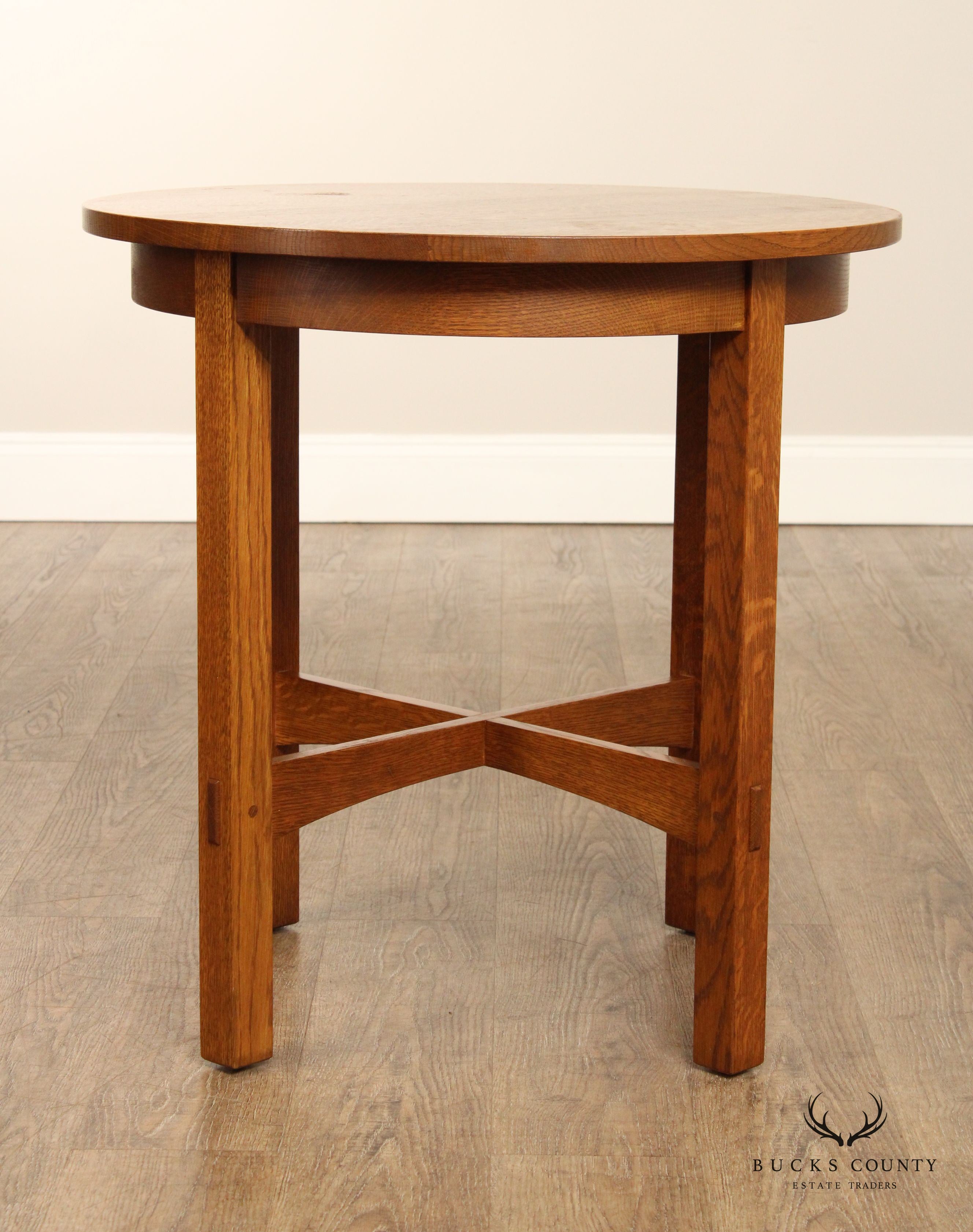 Stickley Mission Collection Oak Round Lamp Table