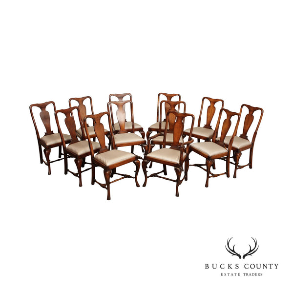 Queen Anne Style Custom Quality Vintage Set Of Twelve Dining Chairs