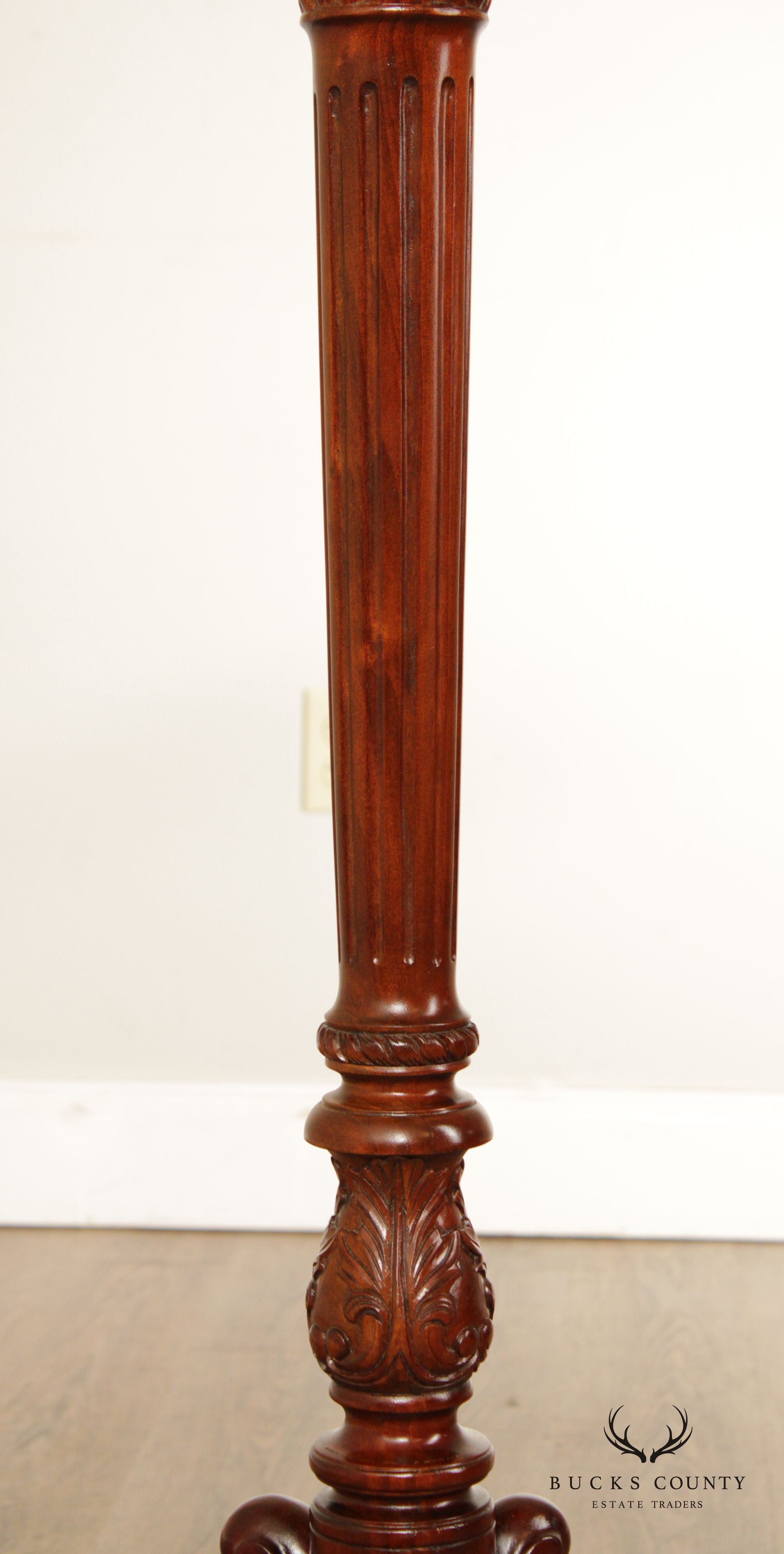 Maitland Smith Carved Mahogany Pedestal Plant Stand