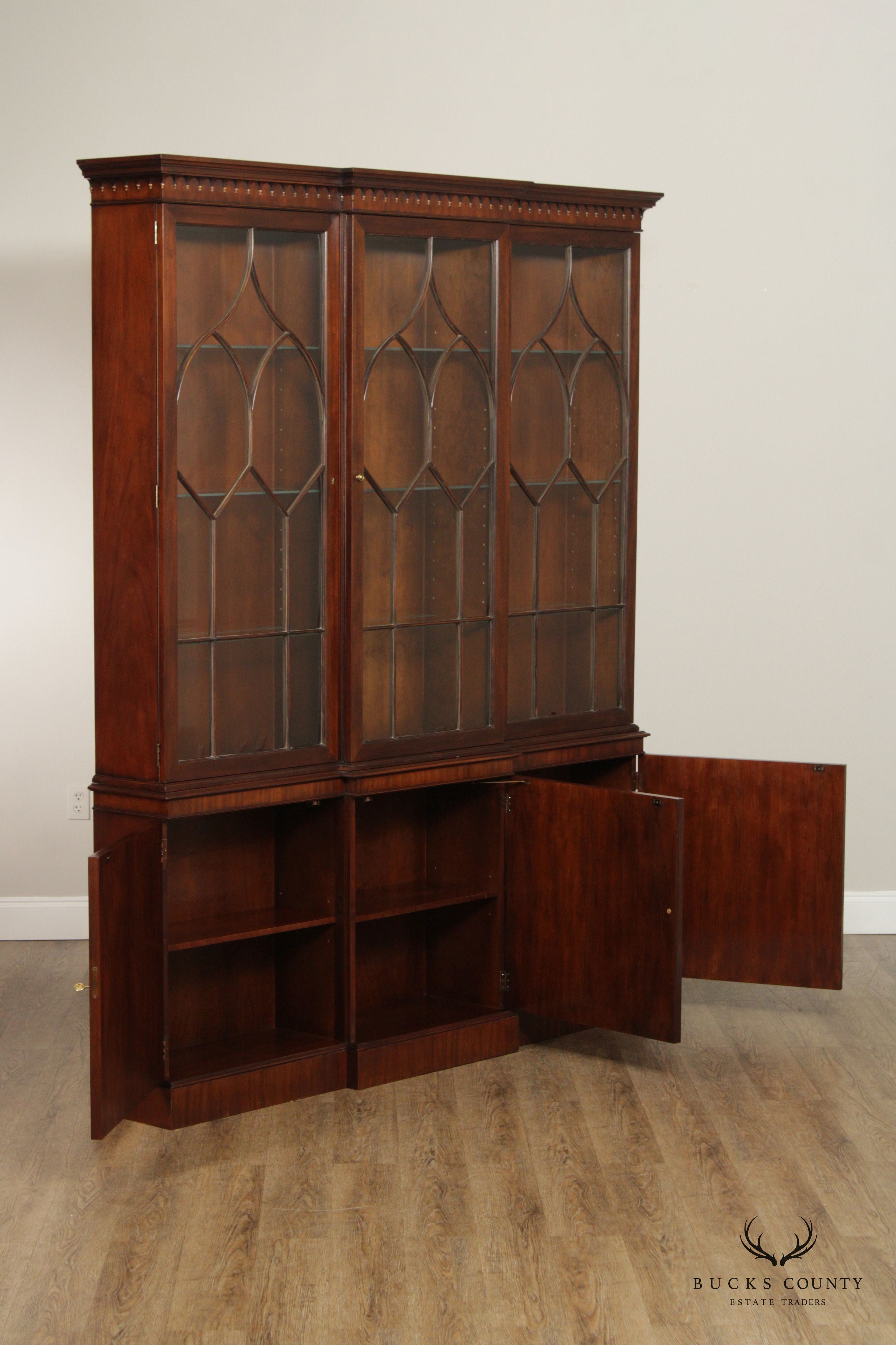 Baker Collector's Edition English Regency Style Mahogany China Display Bookcase Cabinet