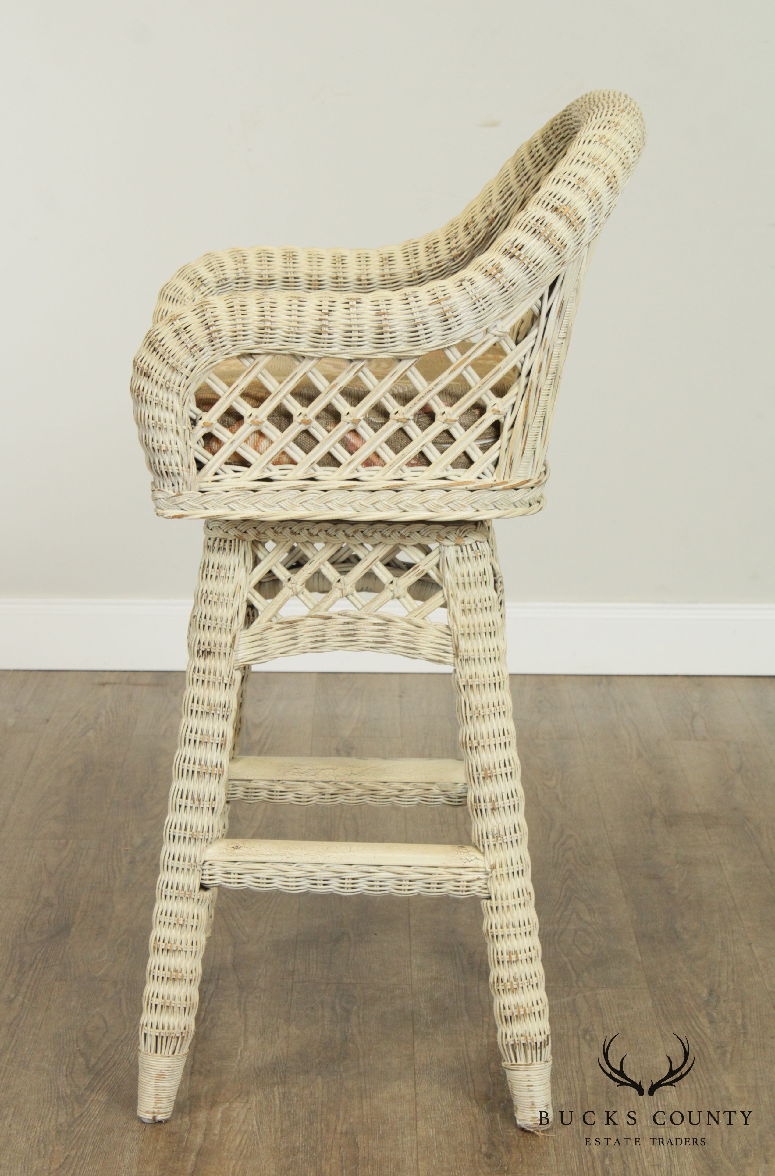 Lexington Pair Wicker Swivel Bar Stools