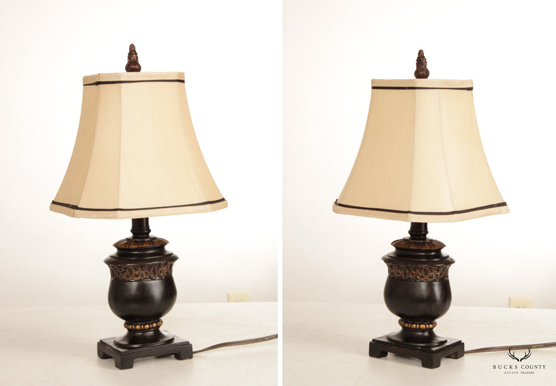 Regency Style Pair of Painted Urn Table Lamps
