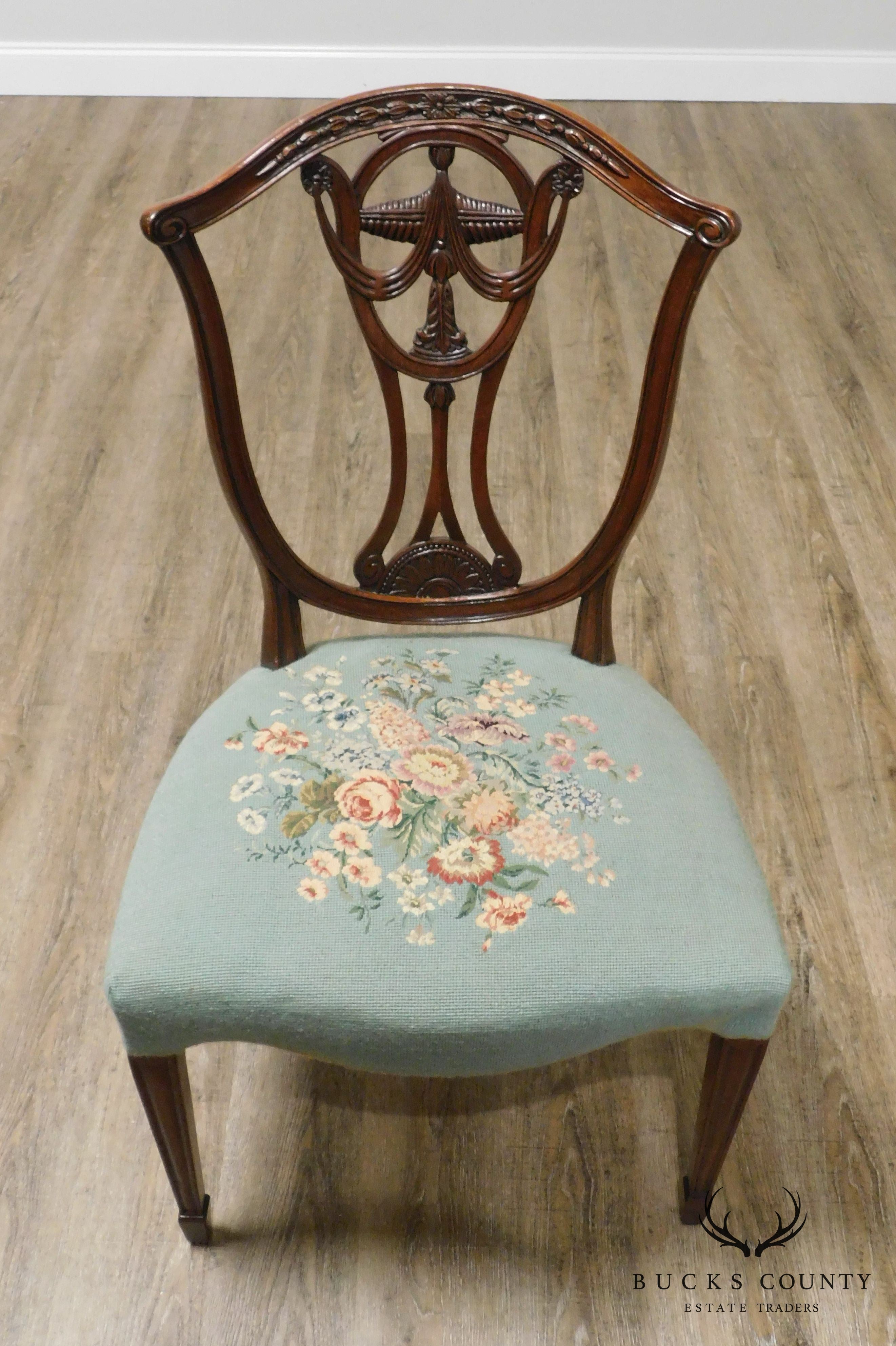 Hepplewhite Style Vintage Custom Quality Mahogany Side Chair