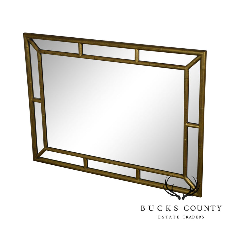 Hollywood Regency Vintage 1950's Gold Gilt Wood Faux Bamboo Frame Mirror