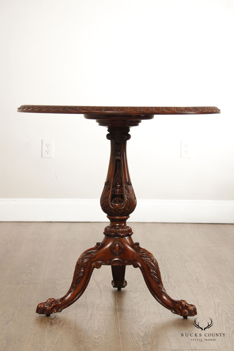 Maitland-Smith Georgian Style Carved Mahogany Round Center Table