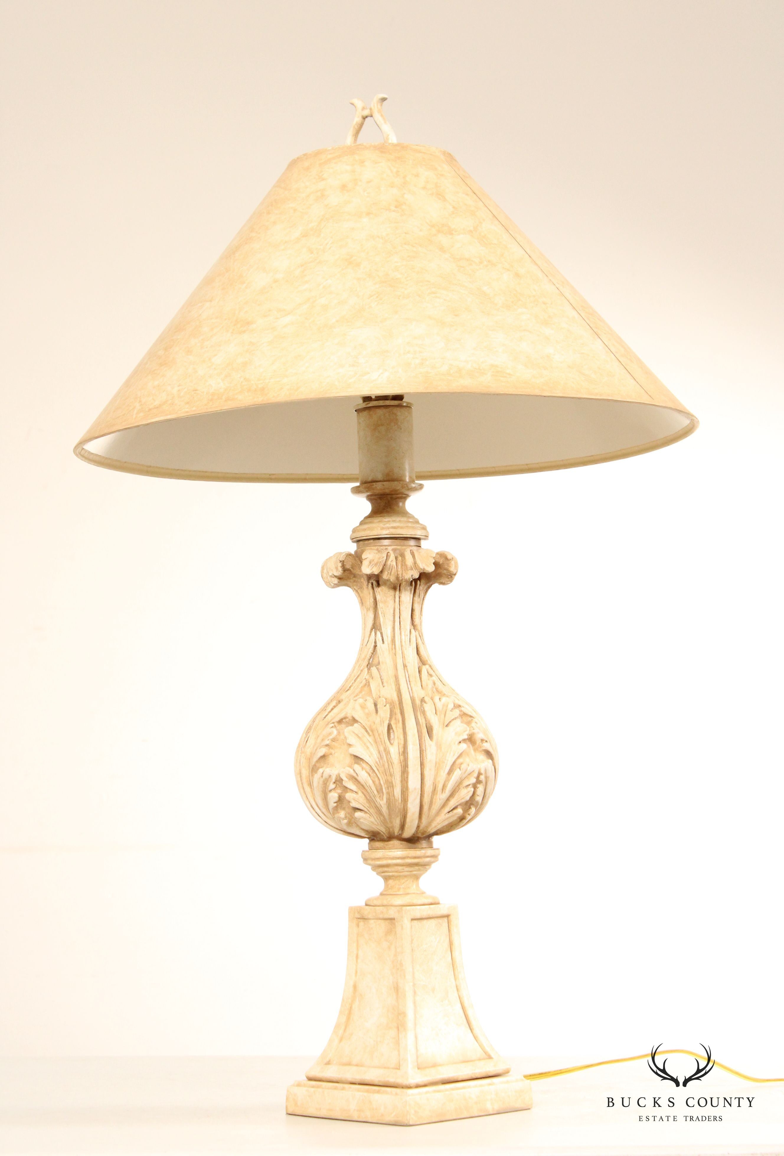 Italian Tuscan Style Foliate Carved Table Lamp