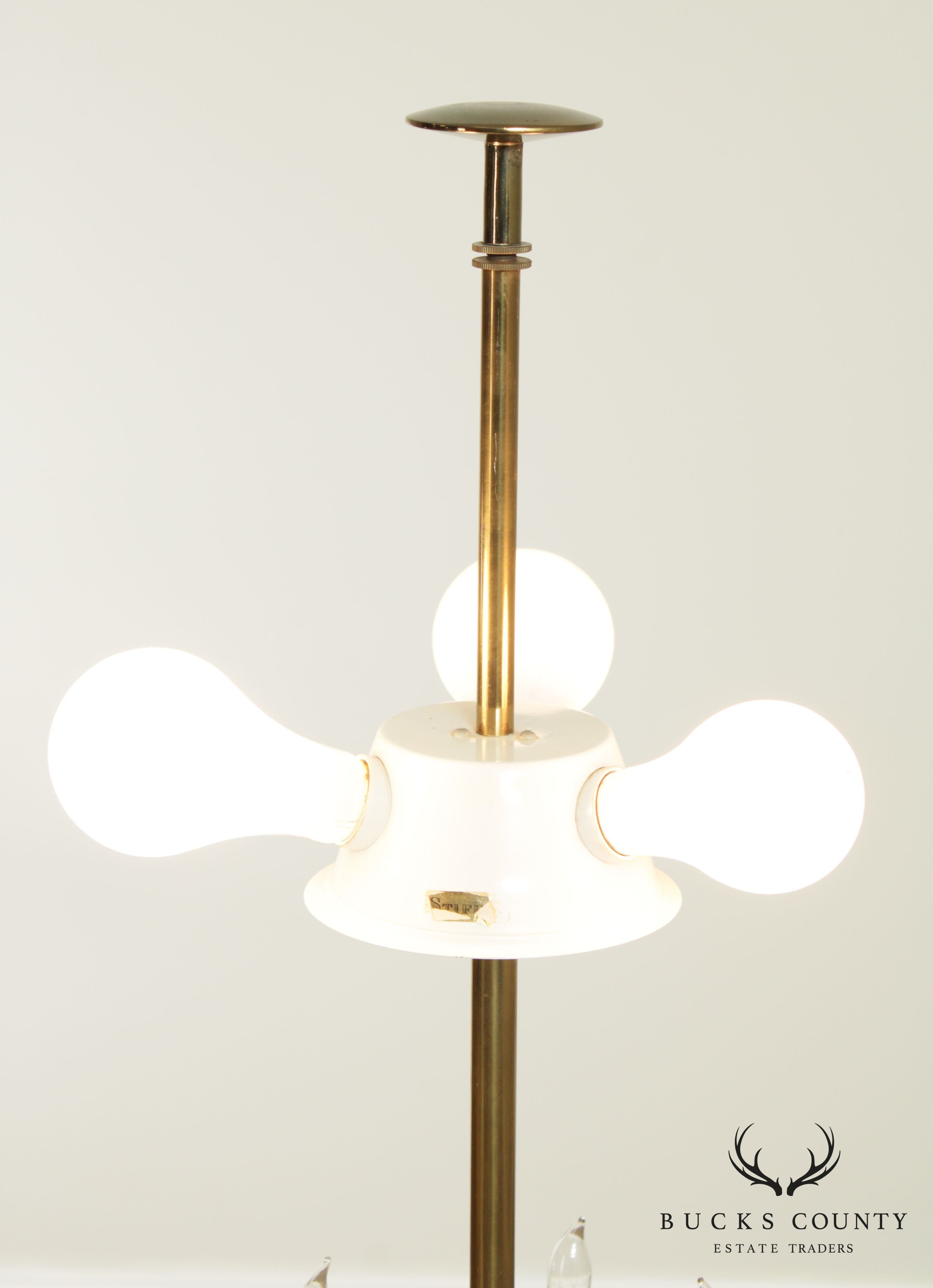 Tommi Parzinger Stiffel Mid Century Modern Brass Candelabra Floor Lamp