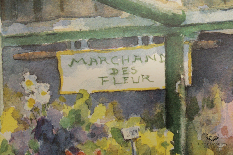 Sandra Giangiulio 'Le Marchand des Fleurs' Watercolor Lithograph Print