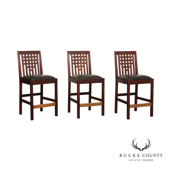 Stickley Metropolitan Collection Set of Three Cherry Counter Stools