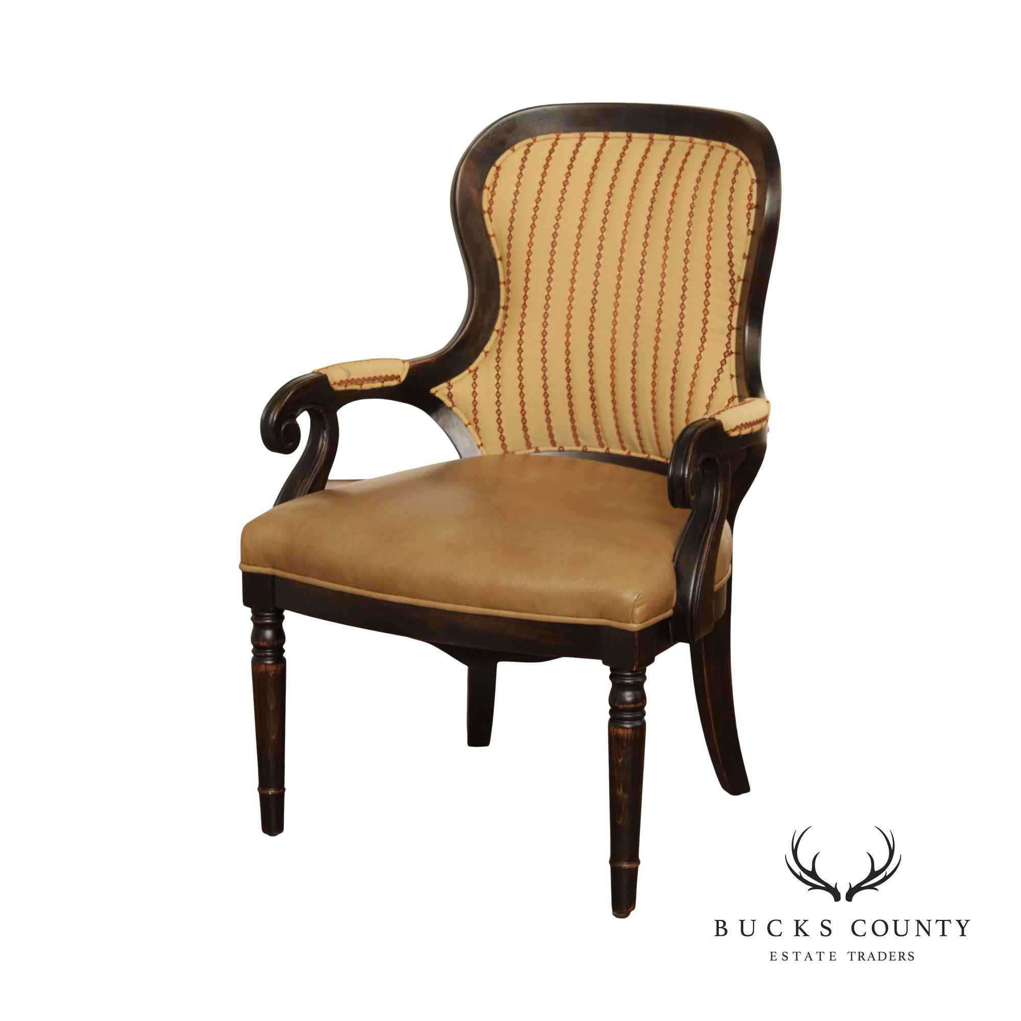 William IV Style Carved Oak Spoonback Fauteuil Armchair