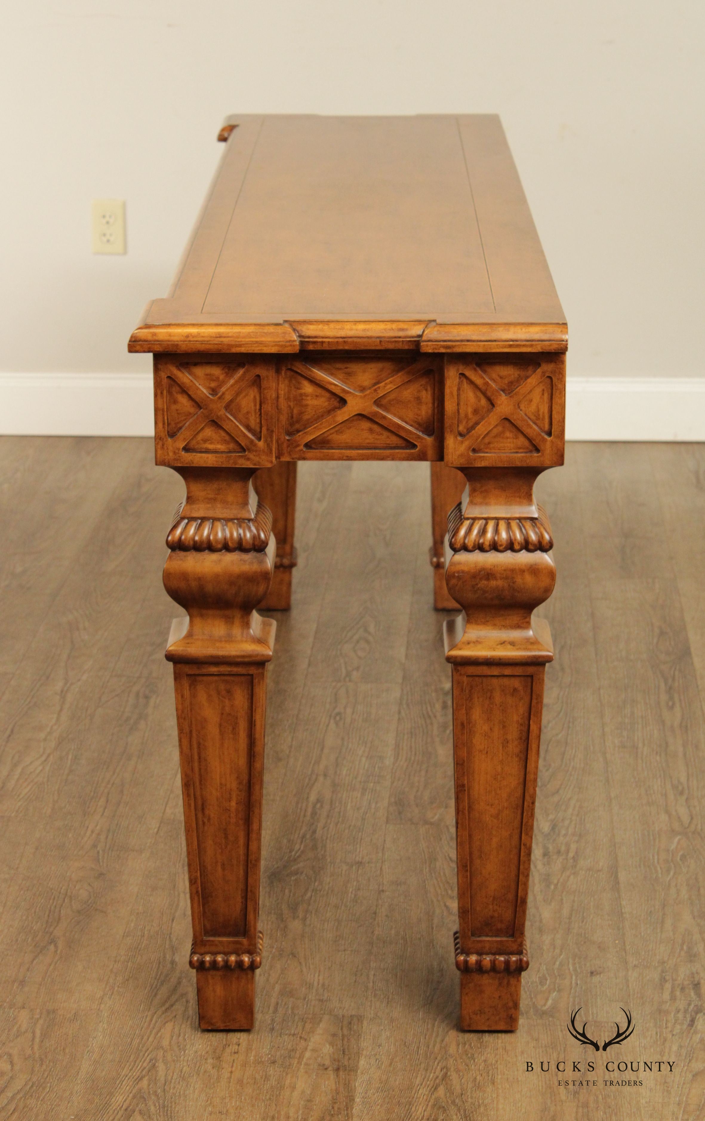 French Neoclassical Style Long Carved Wood Console