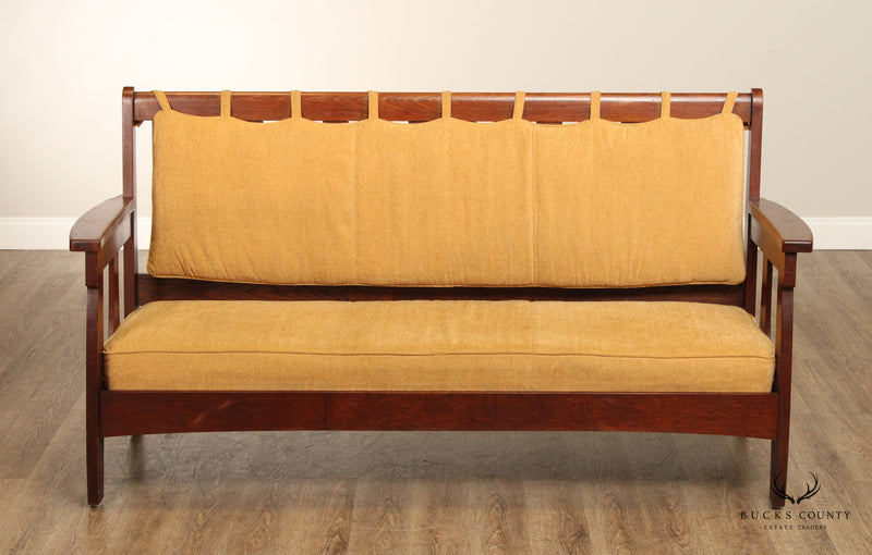Limbert Antique Arts & Crafts Oak Settle Sofa