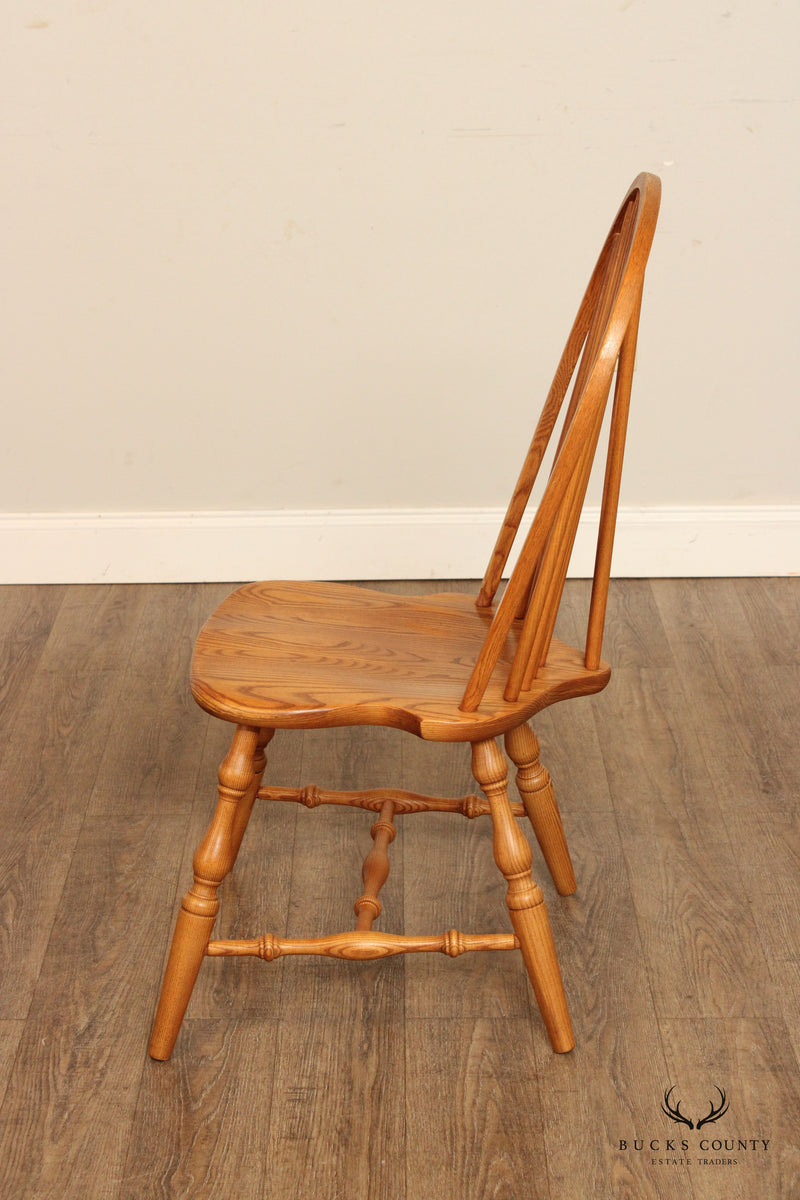 Custom Crafted Set of Four Oak Windsor Dining Chairs