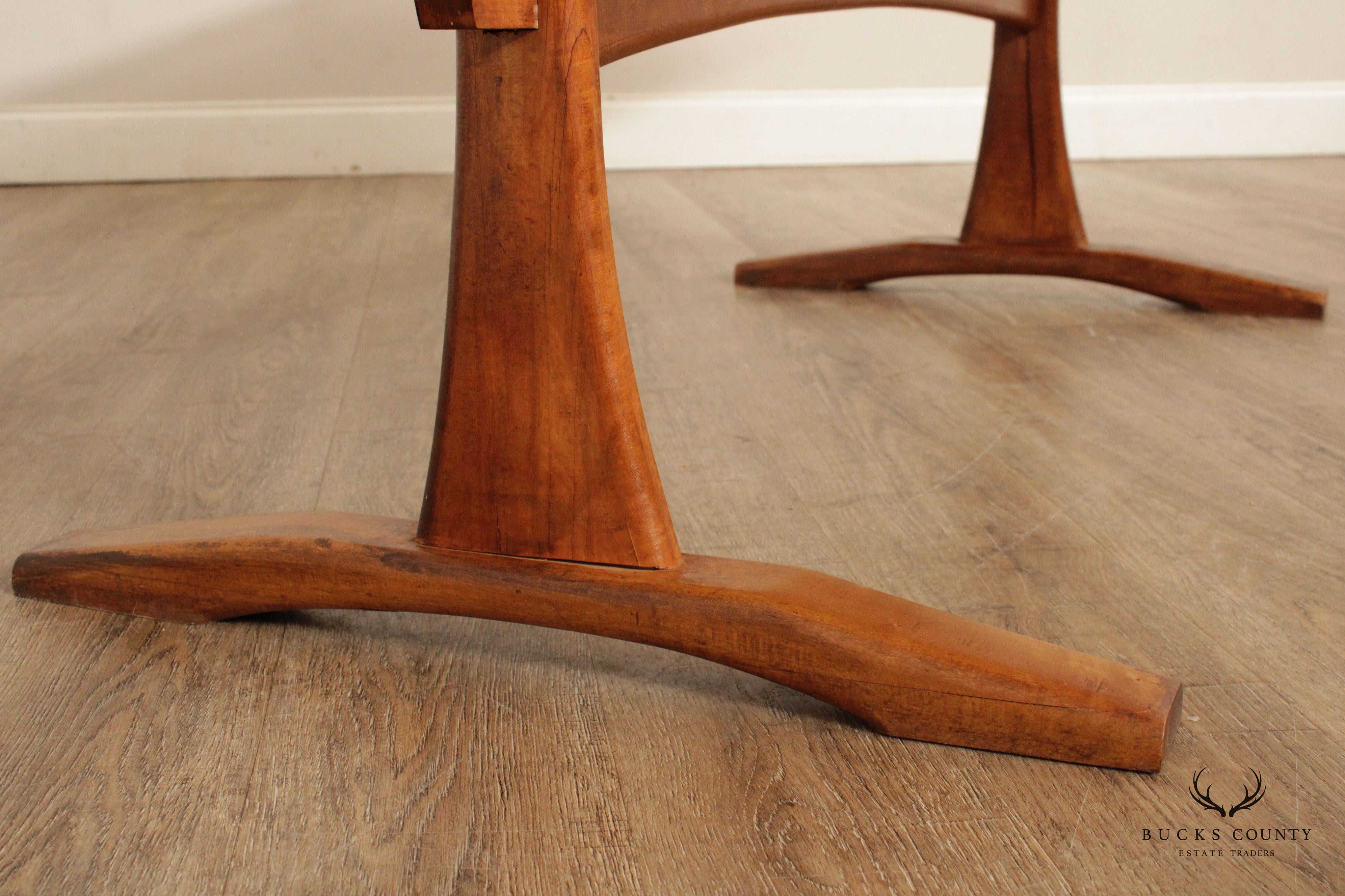 Rustic Live Edge Pine Trestle Dining Table