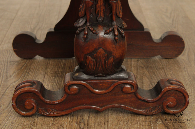 Empire Style Carved Eagle Mahogany Marble Top Table