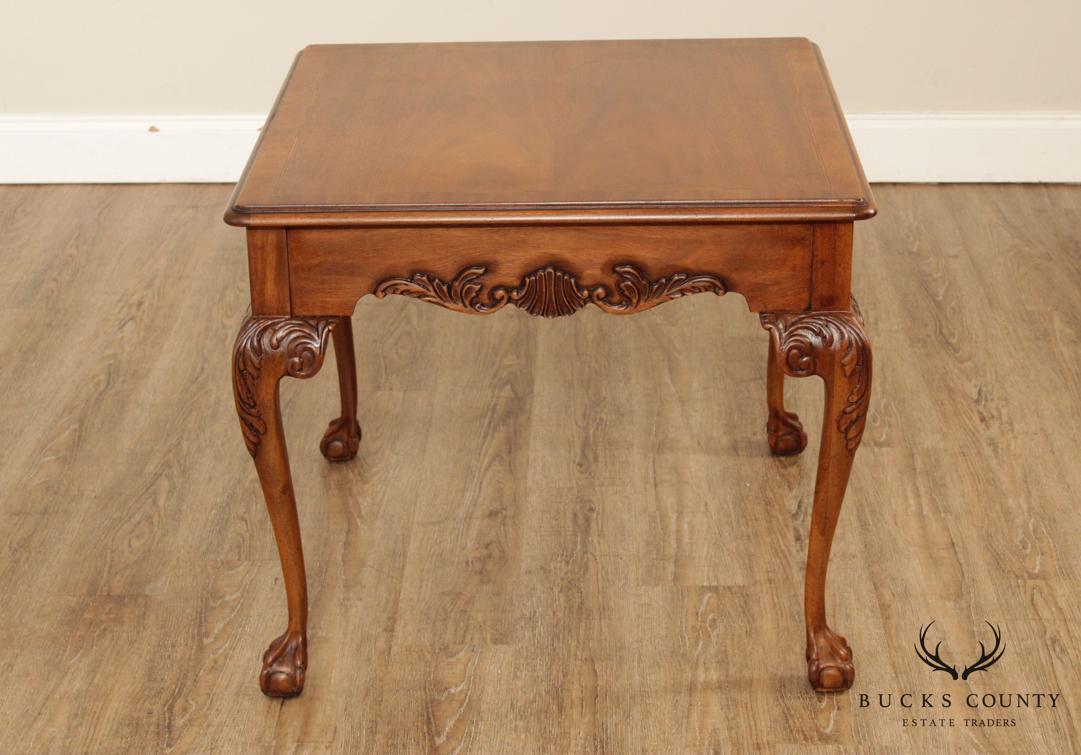 Drexel Heritage Chippendale Style Square Mahogany Ball & Claw Side Table