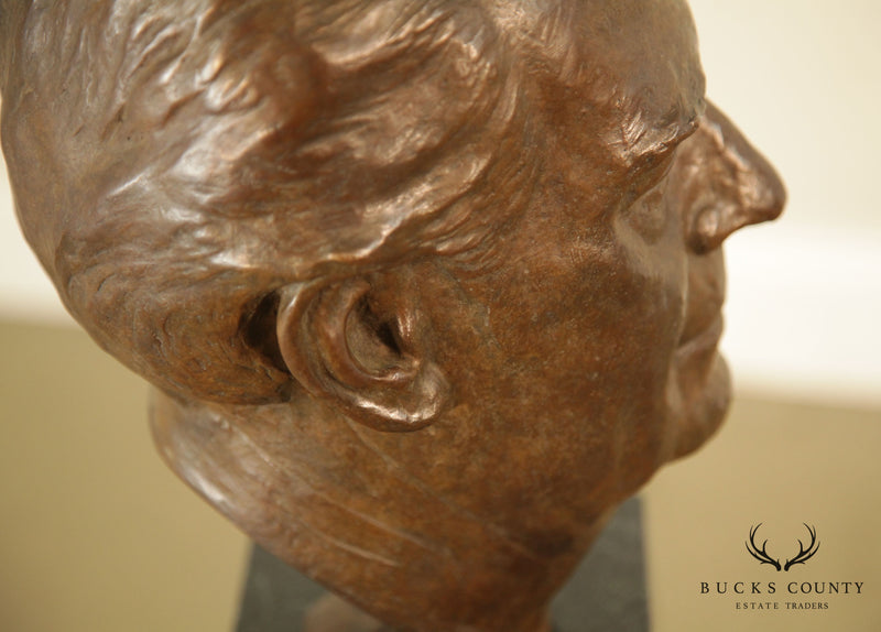 Lawrence Ludtke 1980s Bronze Male Bust Portrait