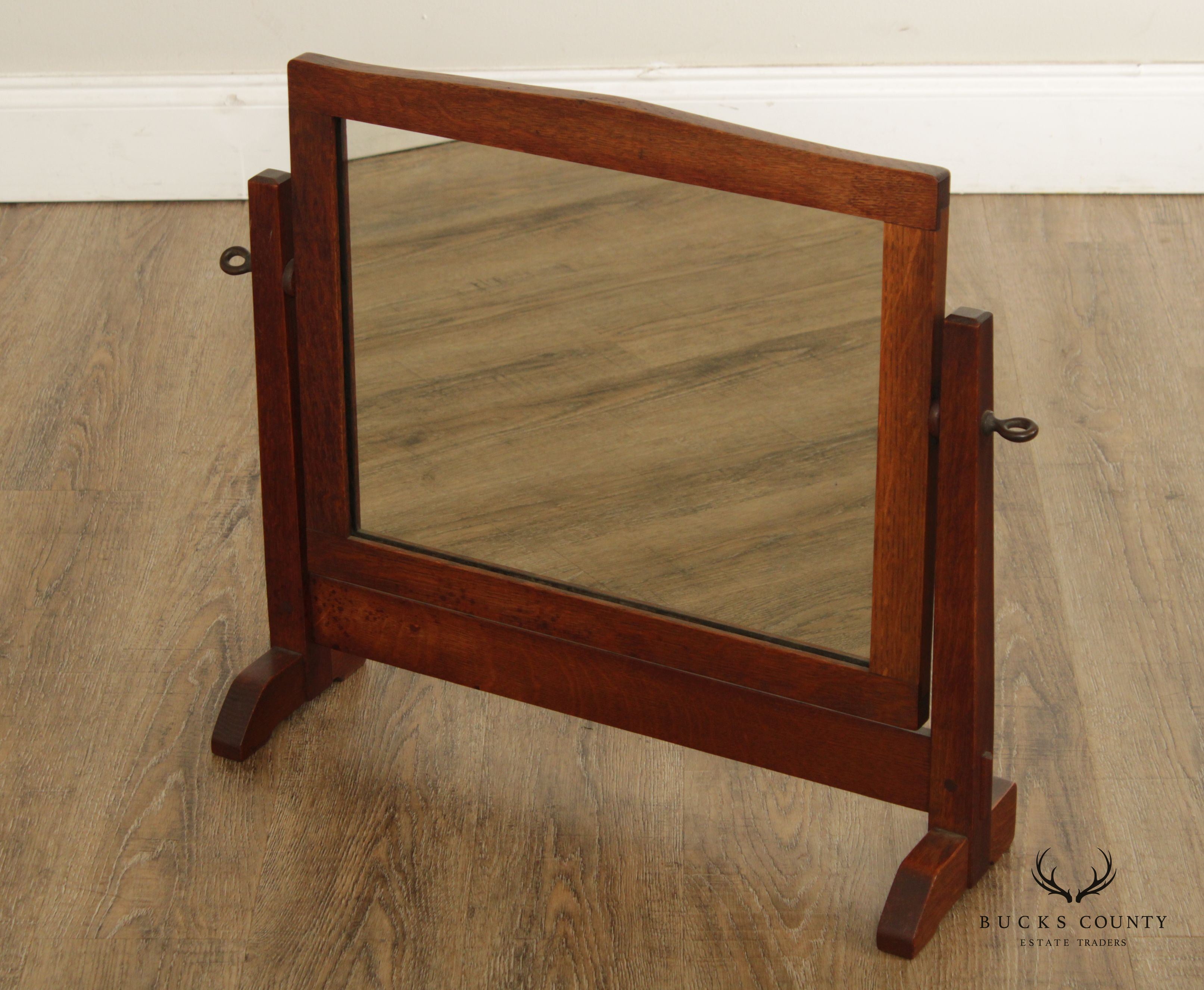 Gustav Stickley Antique Mission Oak Shaving Mirror