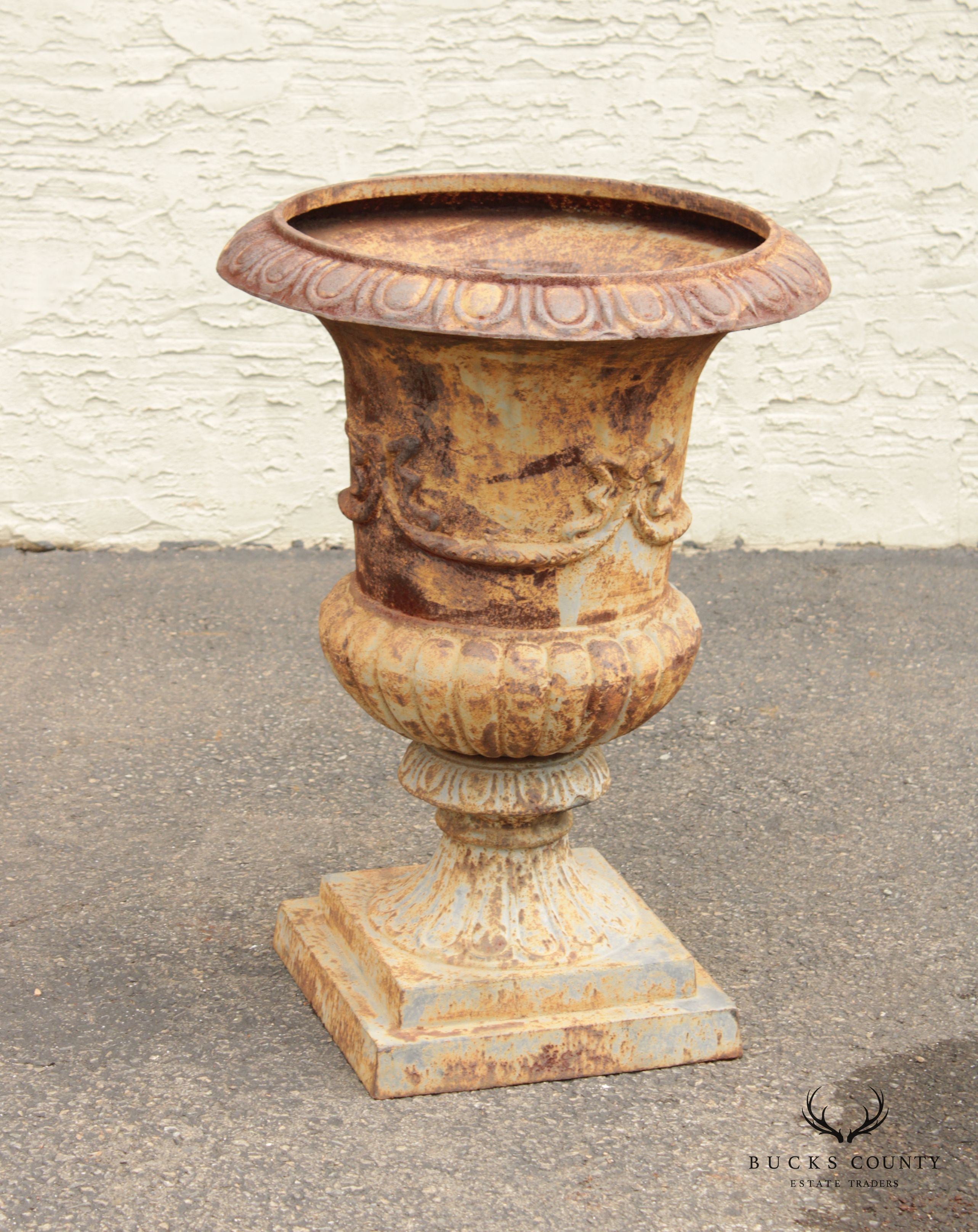 Vintage French Style Large Cast Iron Garden Urn