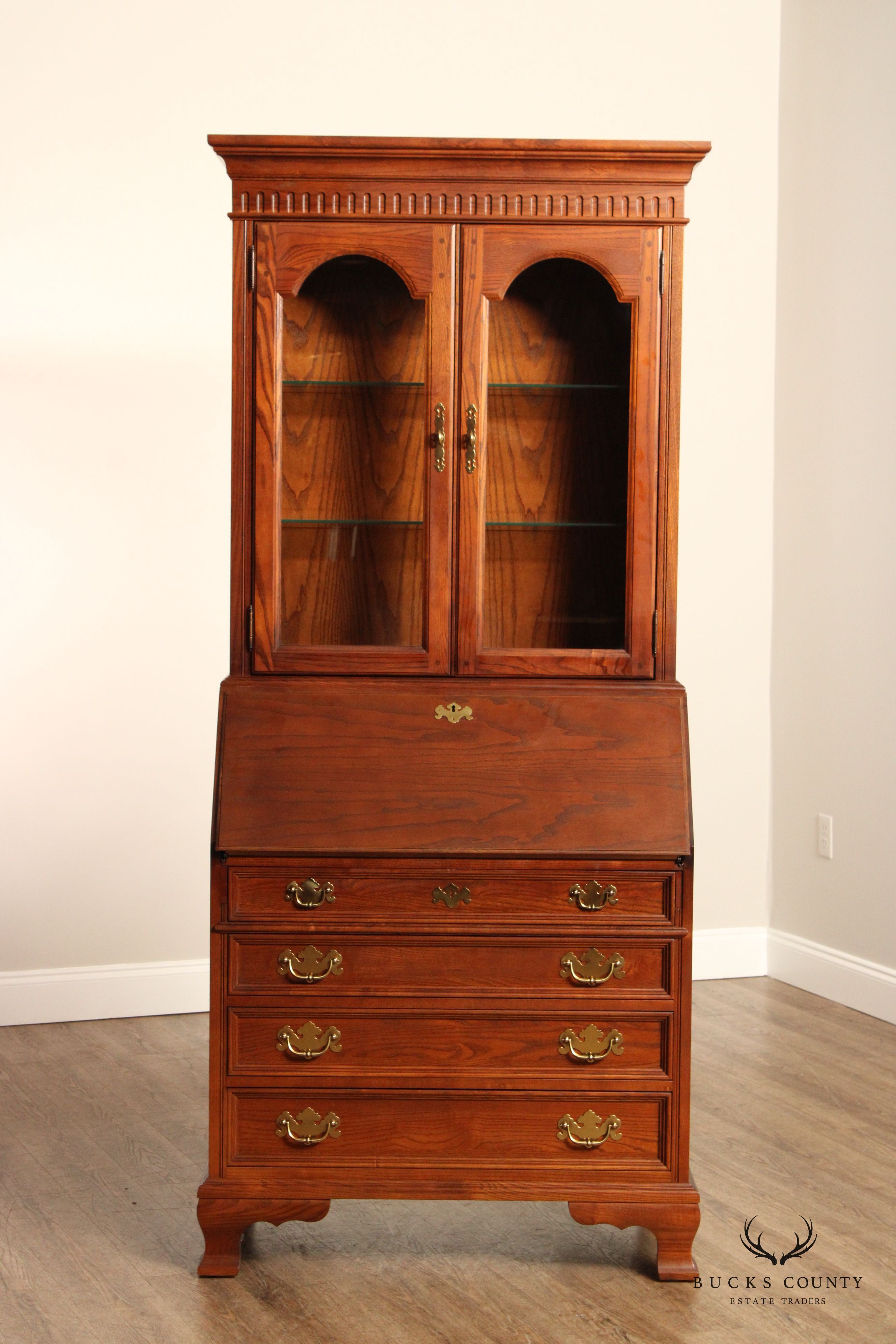 Jasper Cabinet Chippendale Style Carved Oak Secretary Desk