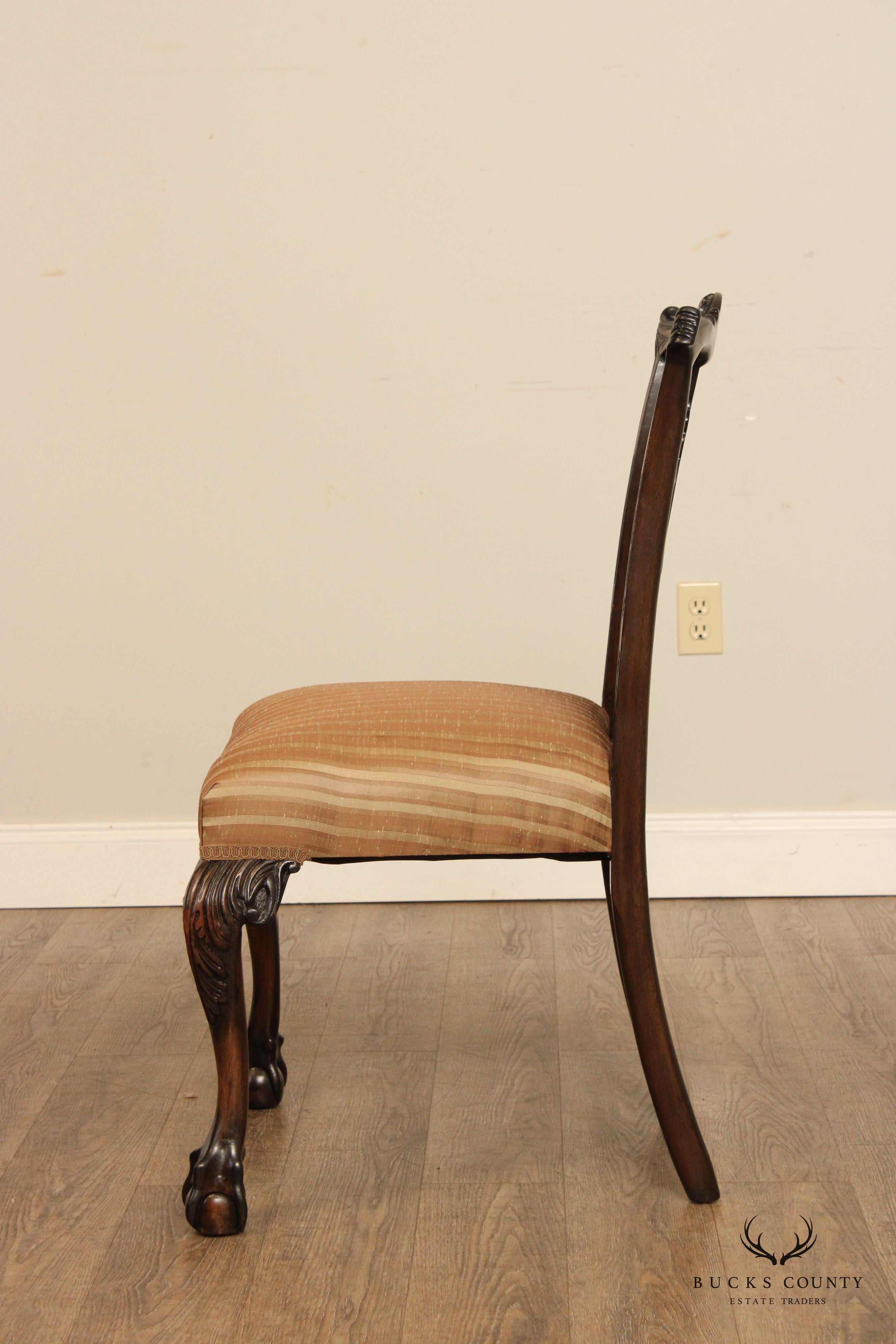 Chippendale Style Set Eight Mahogany Carved Ball and Claw Dining Chairs