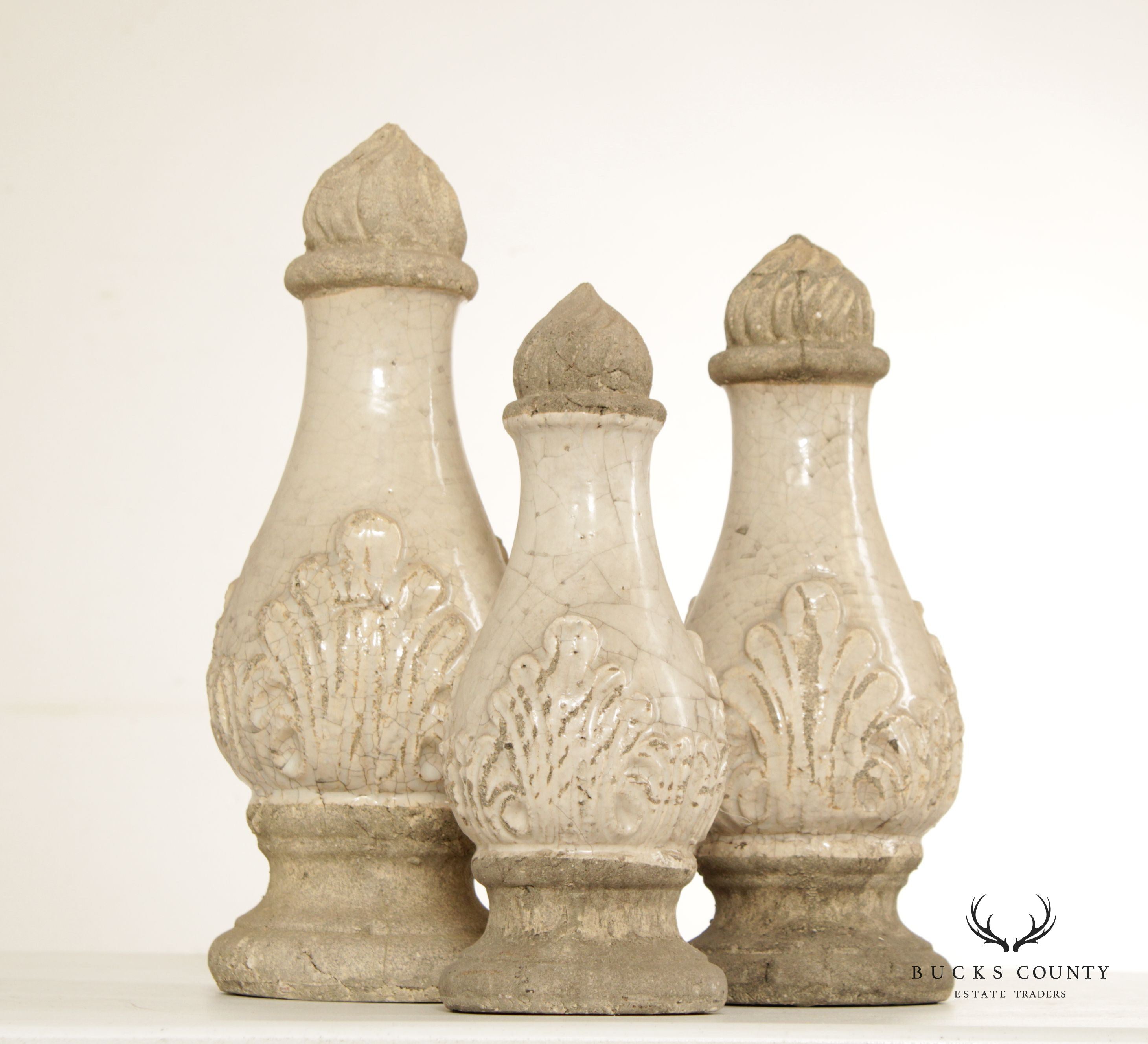 Neoclassical Style Set Glazed Cast Stone Decorative Finials