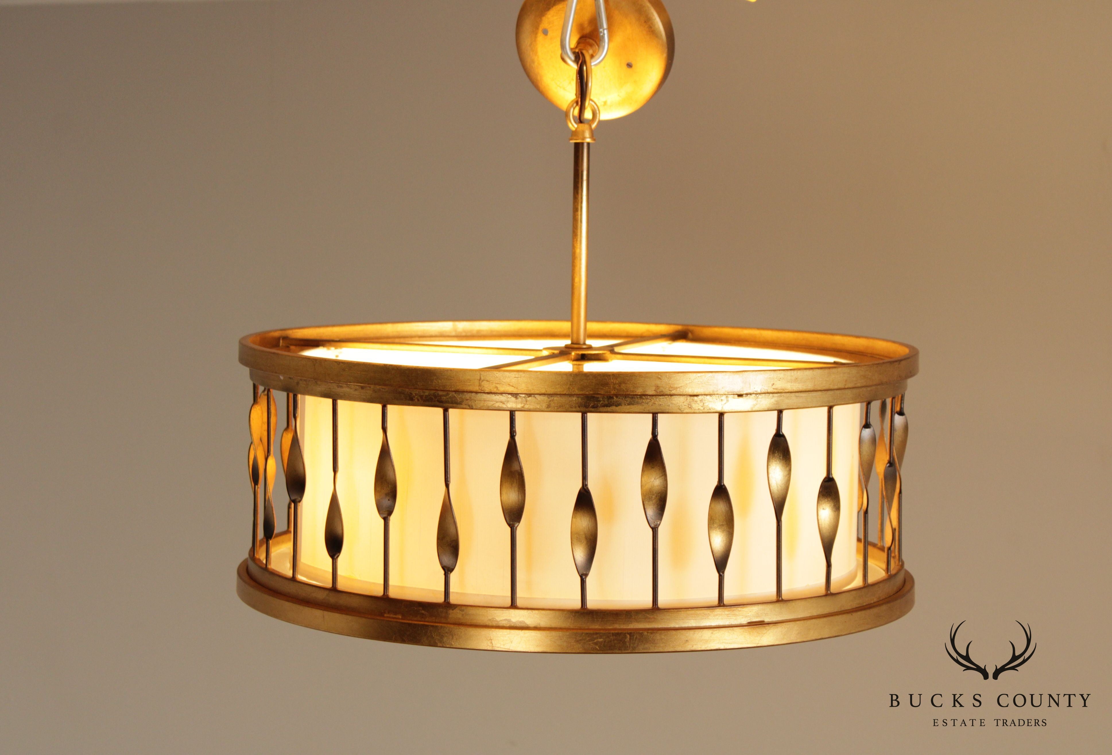 Mid Century Modern Style Gold Leaf Pendant Chandelier