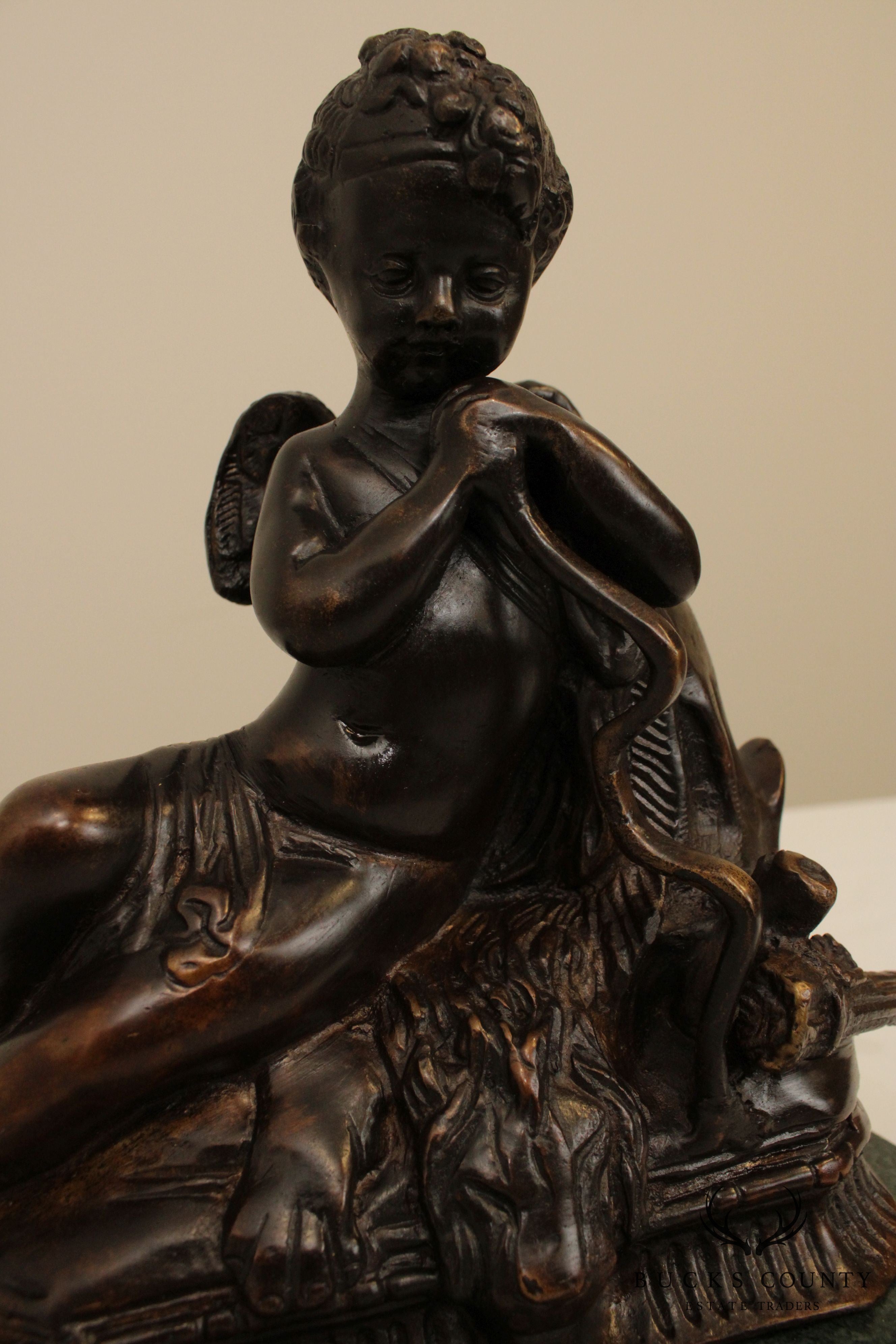 Small Bronze Renaissance Style Statue, Marble Base