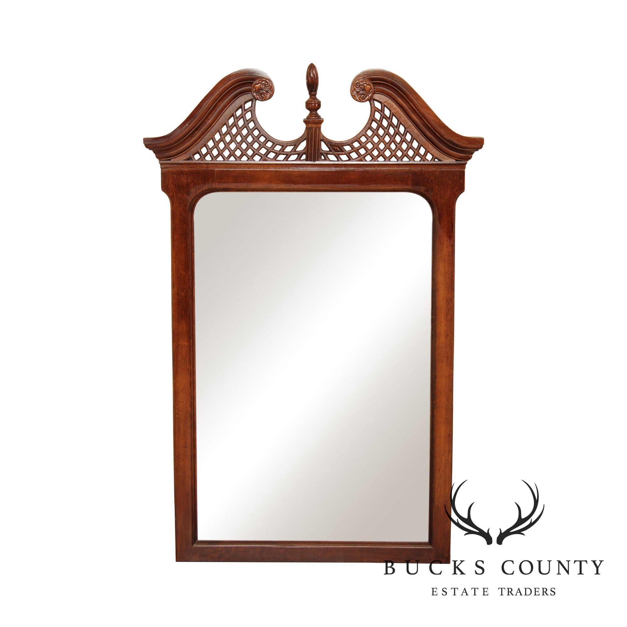 Chippendale Style Cherry Beveled Mirror