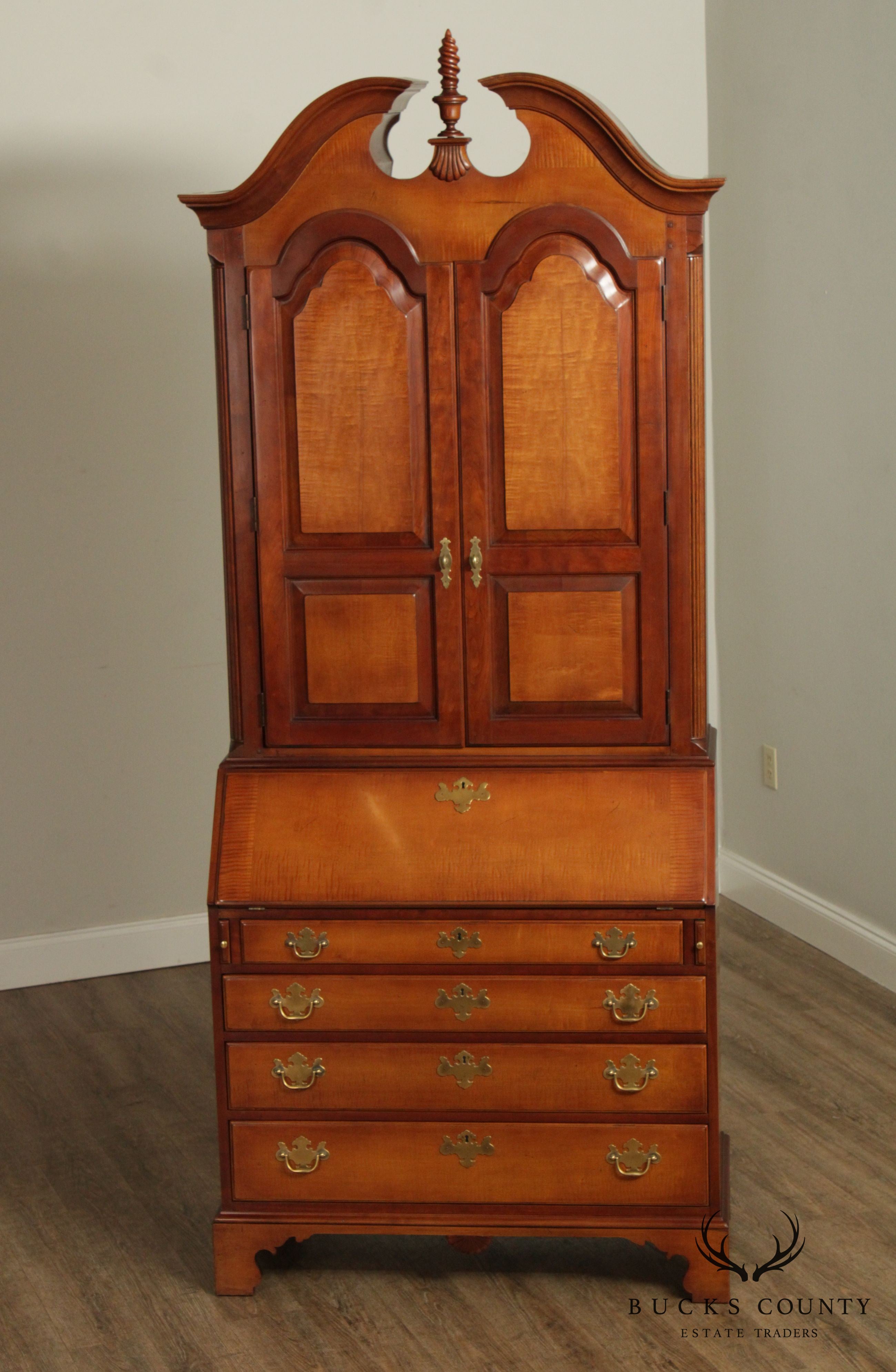 Hickory Chair Chippendale Style Tiger Maple Secretory Desk