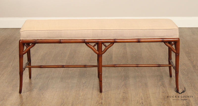 Chinese Chippendale Style Faux Bamboo Bench