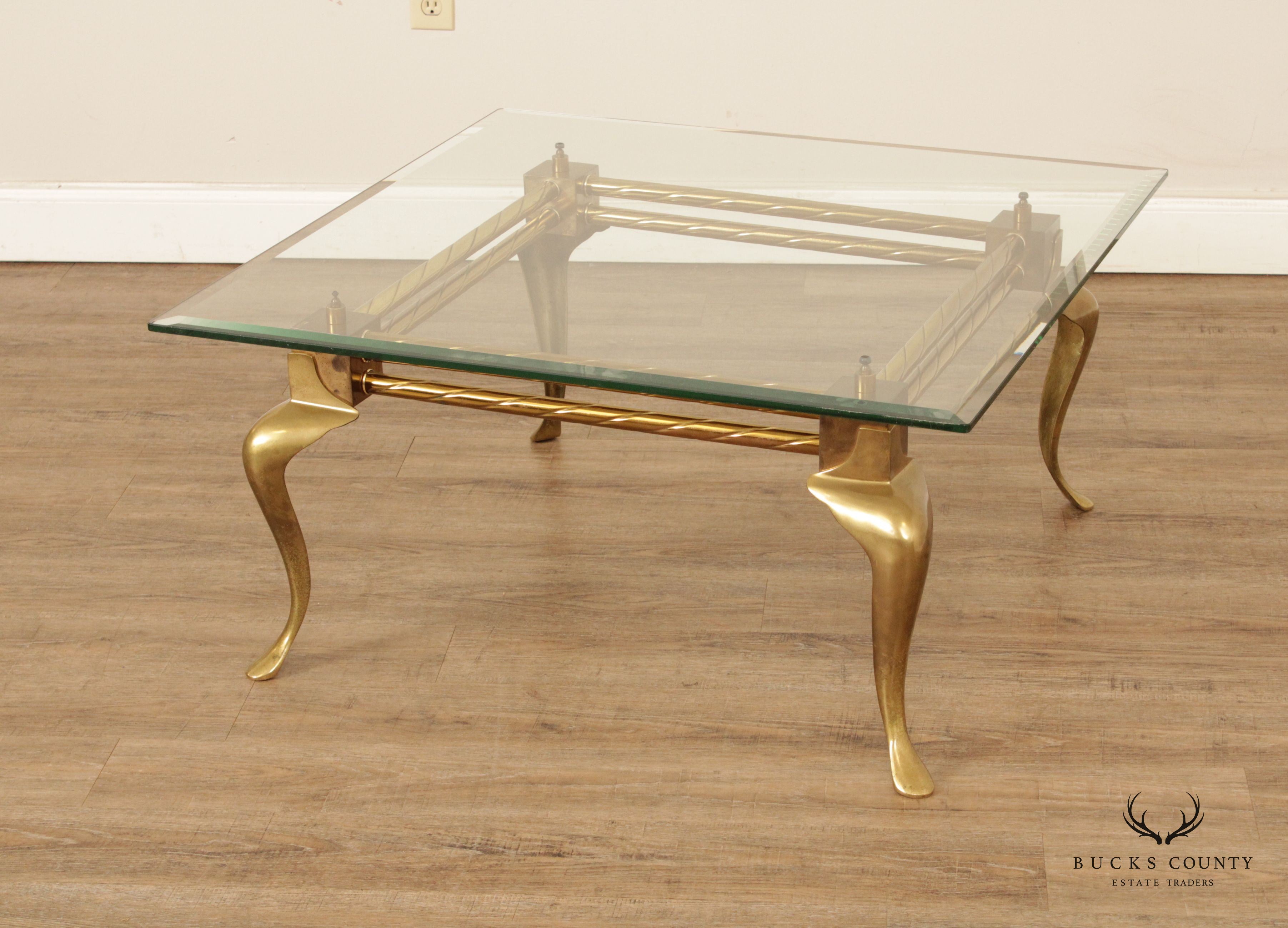 Vintage French Style Brass and Glass Coffee Table