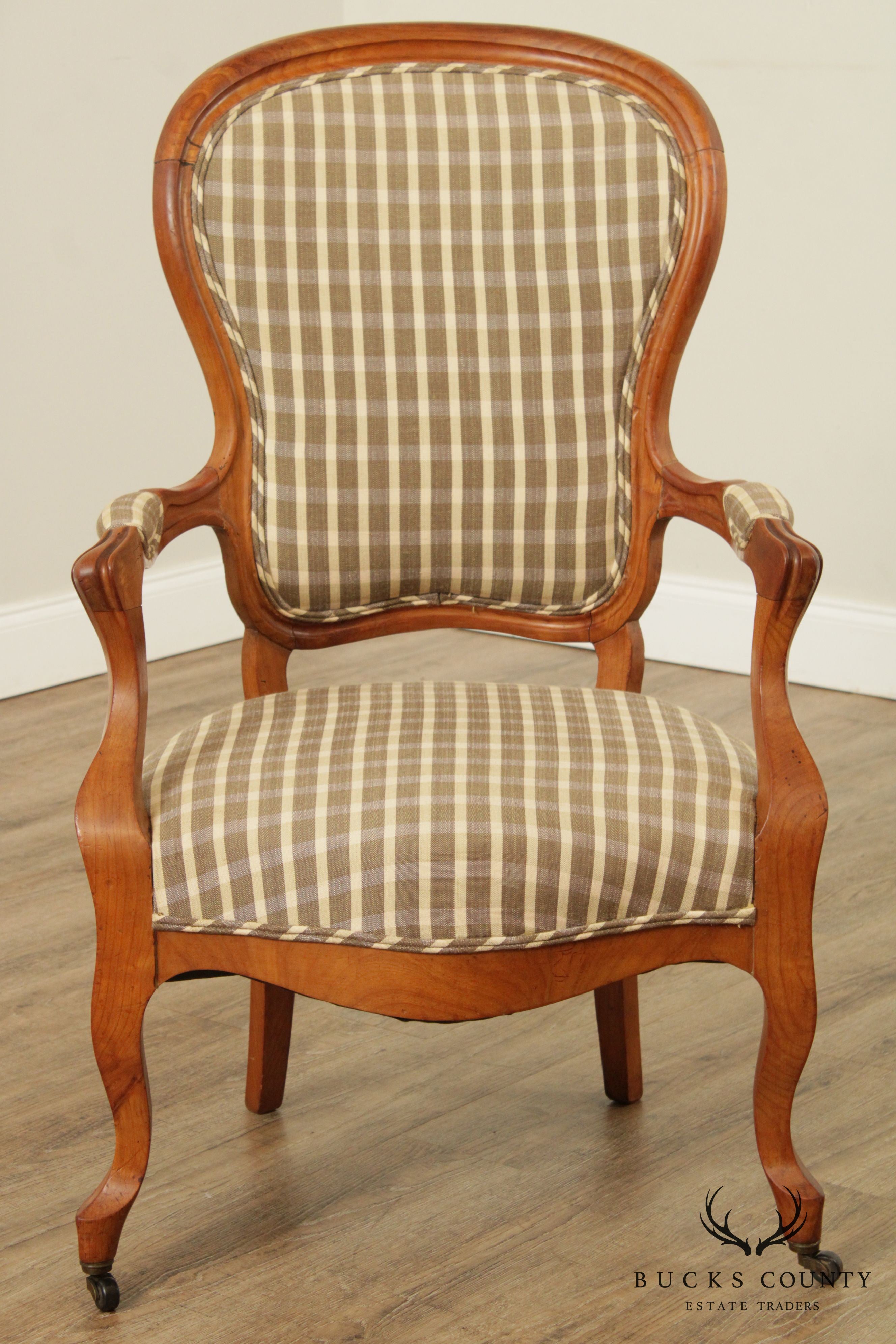 Antique Italian Walnut Spoon Back Armchair