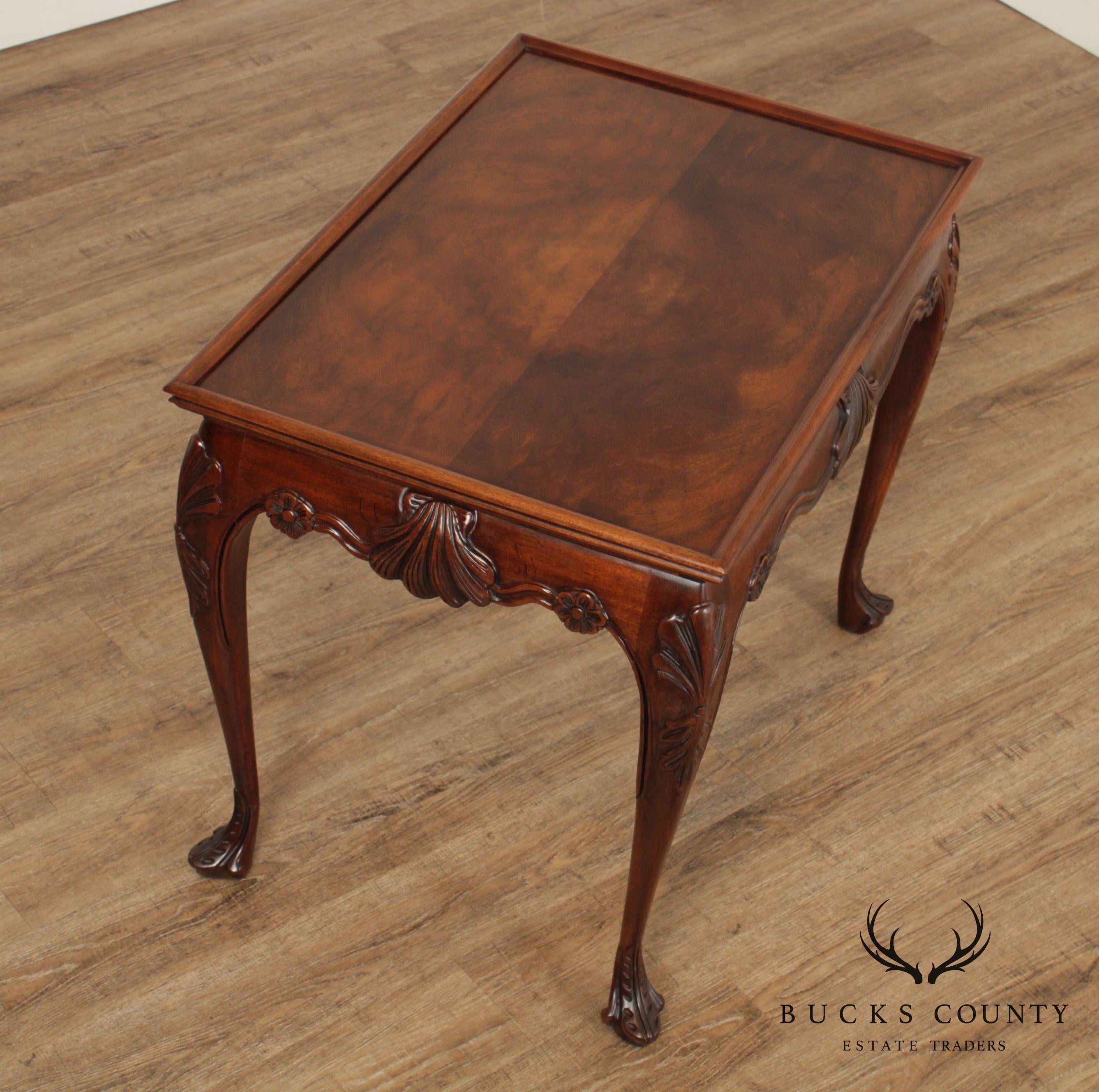 Baker Stately Homes Collection Irish Georgian Carved Mahogany Tea Table