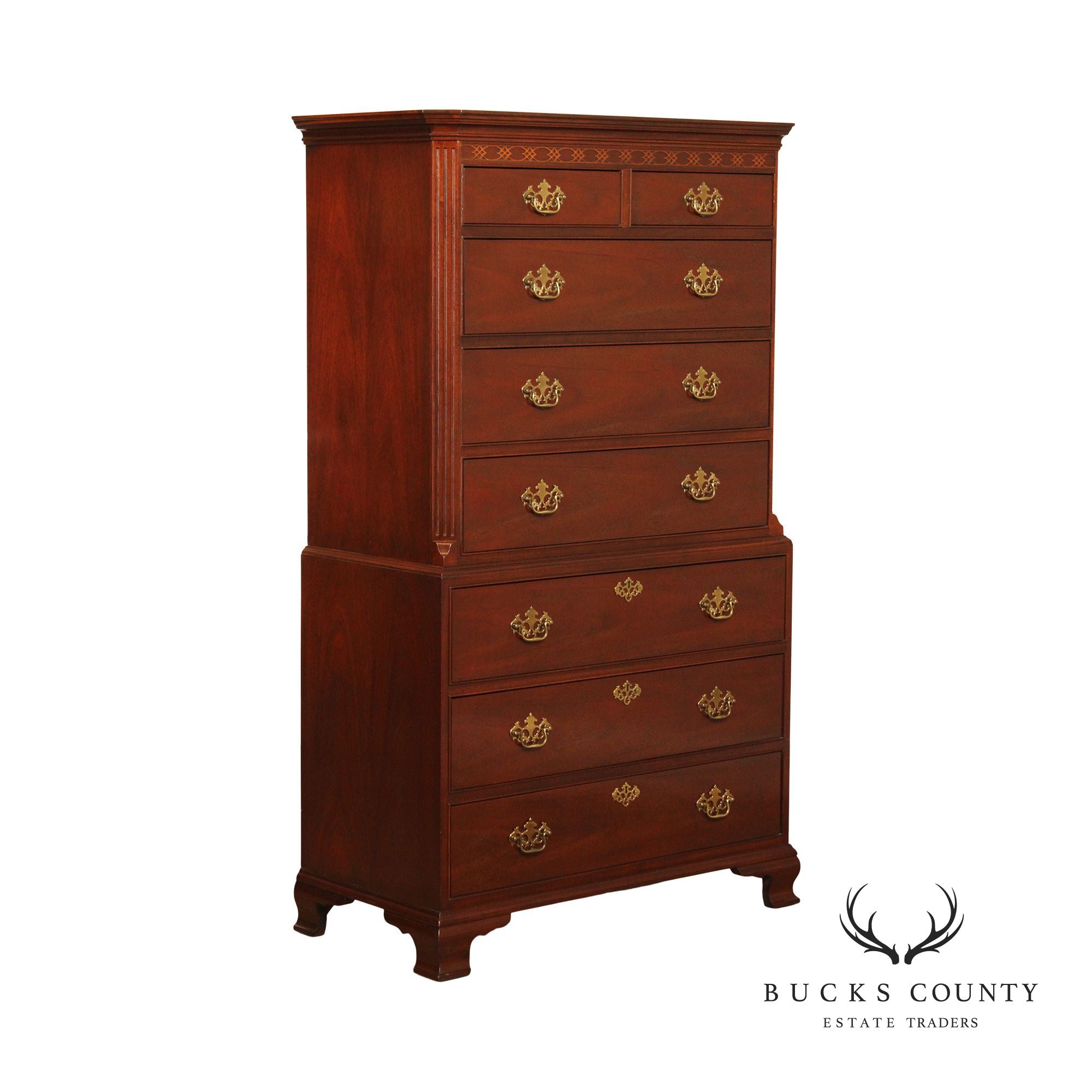 Baker Furniture Chippendale Style Mahogany Chest on Chest