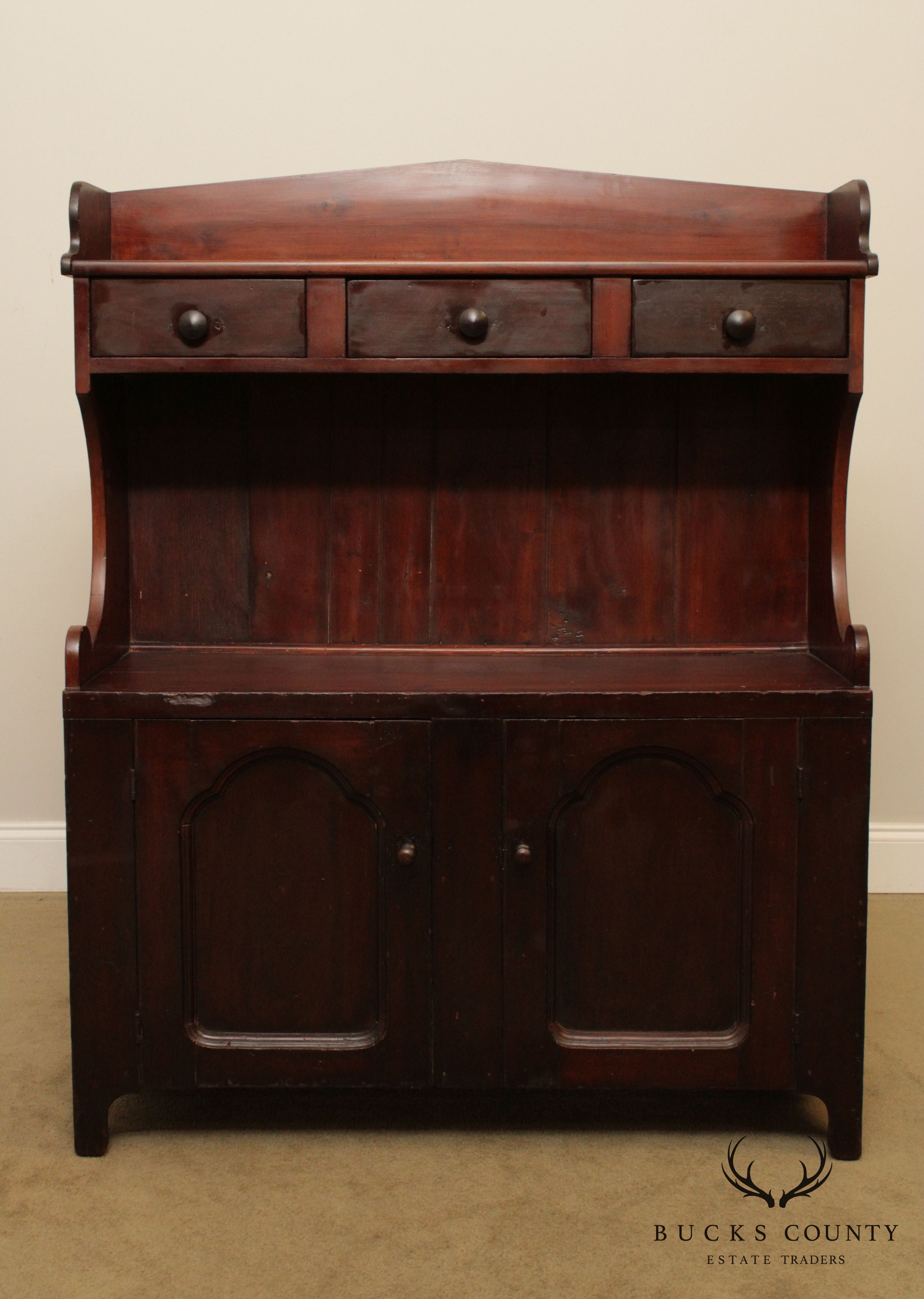 Antique American Pine Bucket Bench