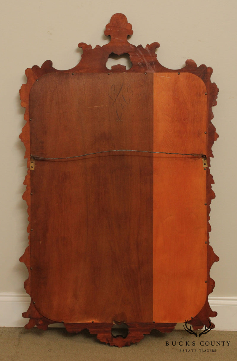 French Louis XV Style Vintage Carved Mahogany Frame Wall Mirror