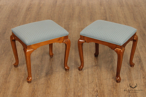Ethan Allen Queen Anne Style Pair of Maple Benches or Stools