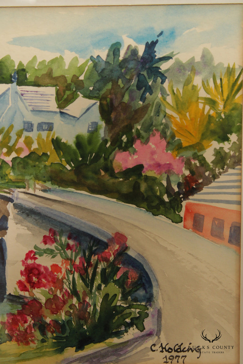 Carole Holding Bermuda Somerset Bridge Watercolor Painting